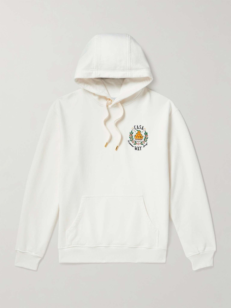 Casa Way Logo-Embroidered Organic Cotton-Jersey Hoodie 1