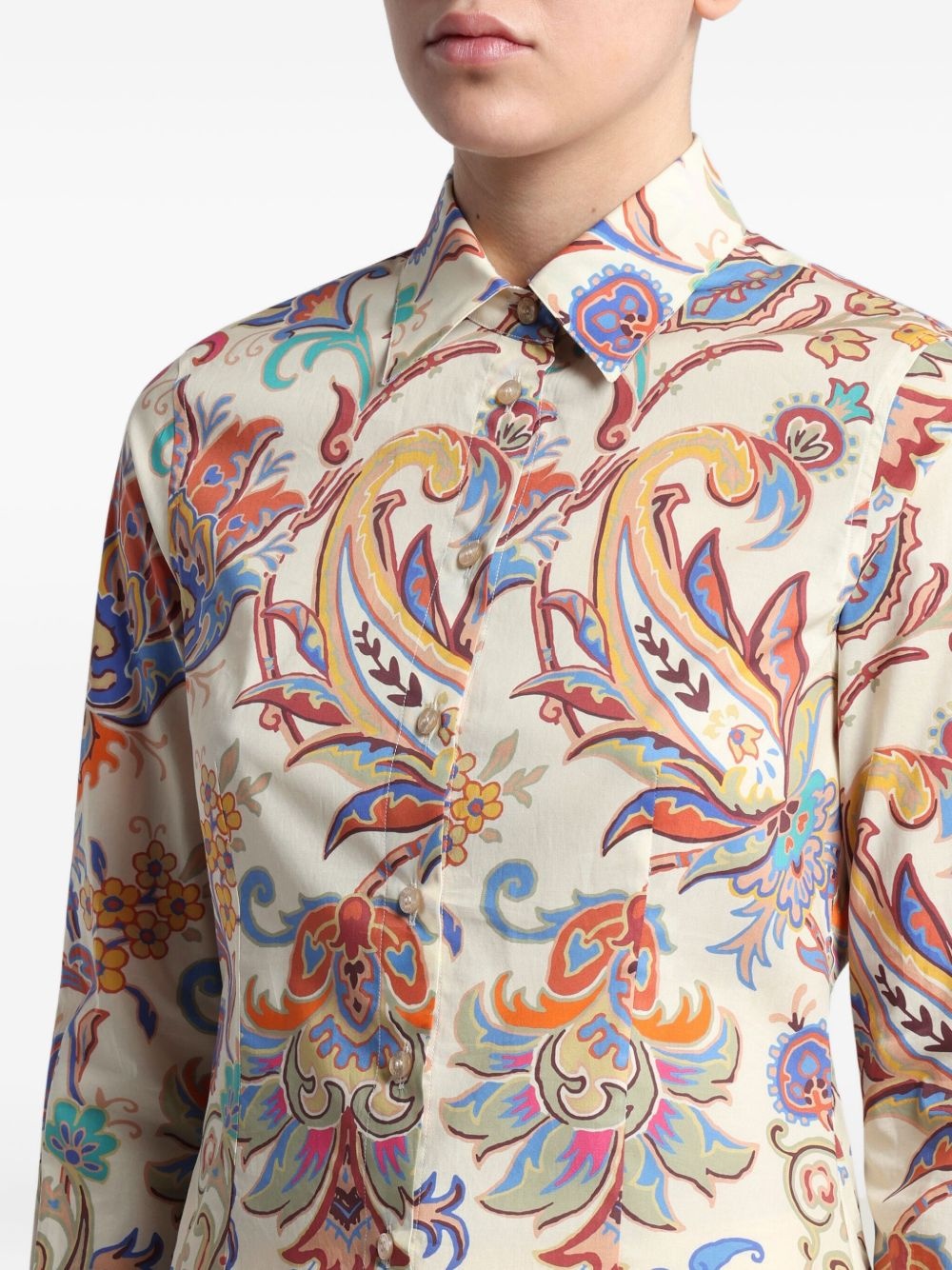 floral-print poplin shirt - 4