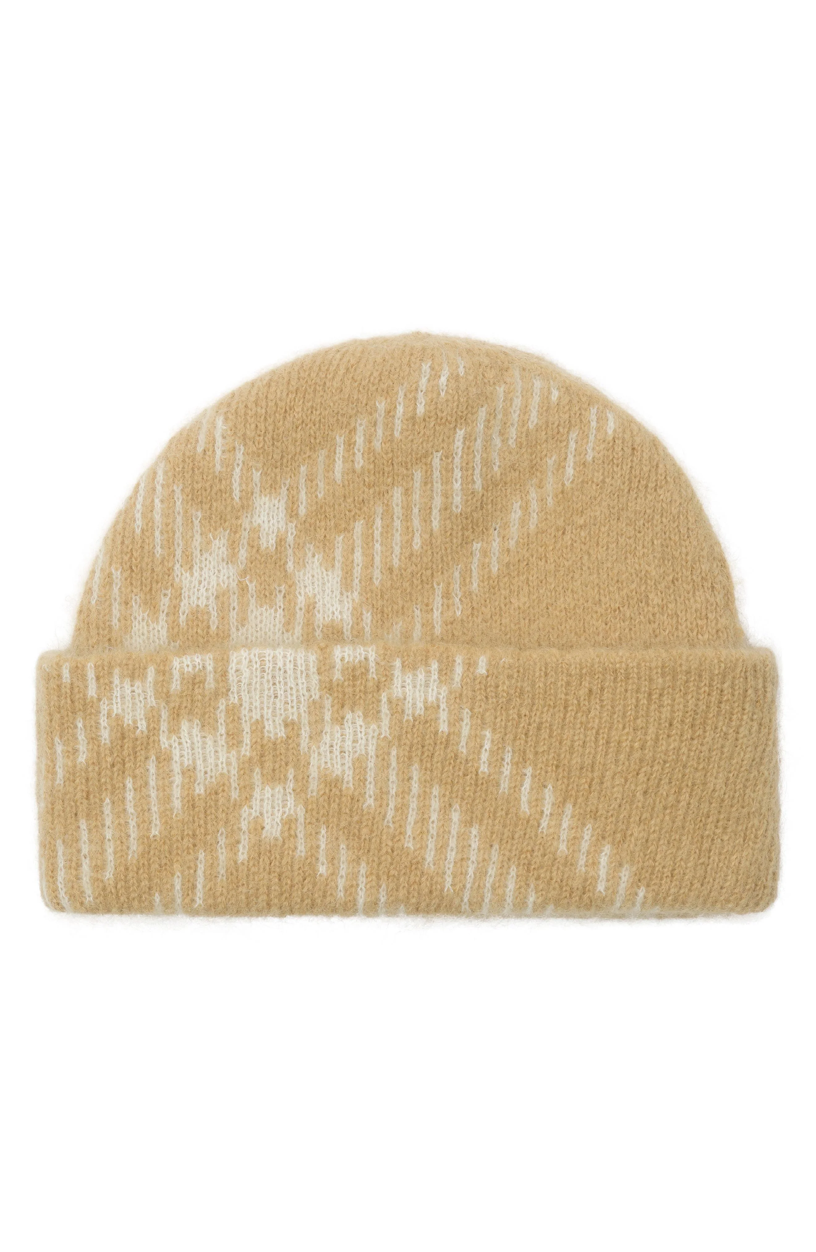 burberry Check Mohair & Wool Blend Beanie in Sand at Nordstrom - 1
