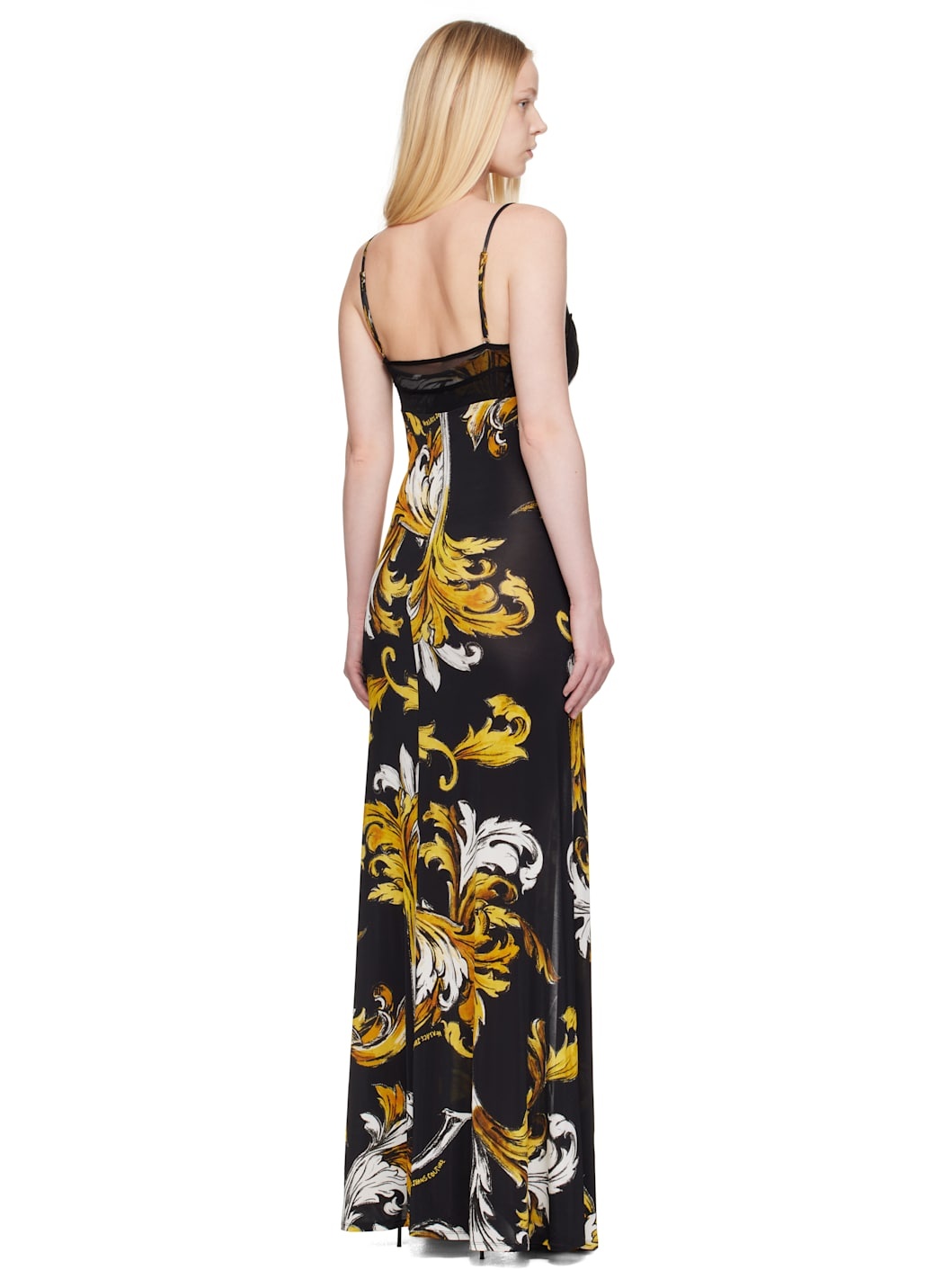 Black Outline Barocco Slip Maxi Dress - 3