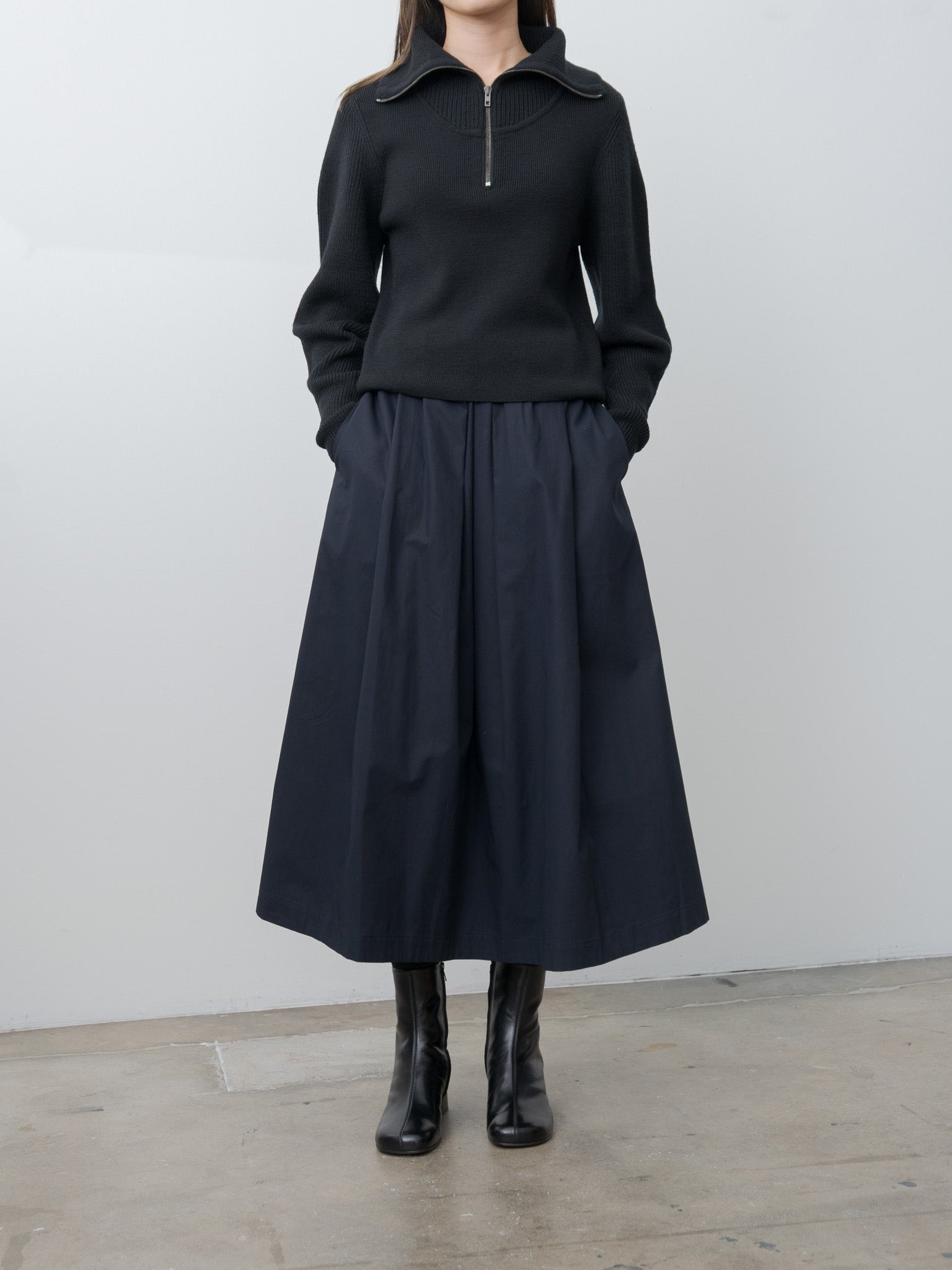 Zipped Sweater - Black - 5