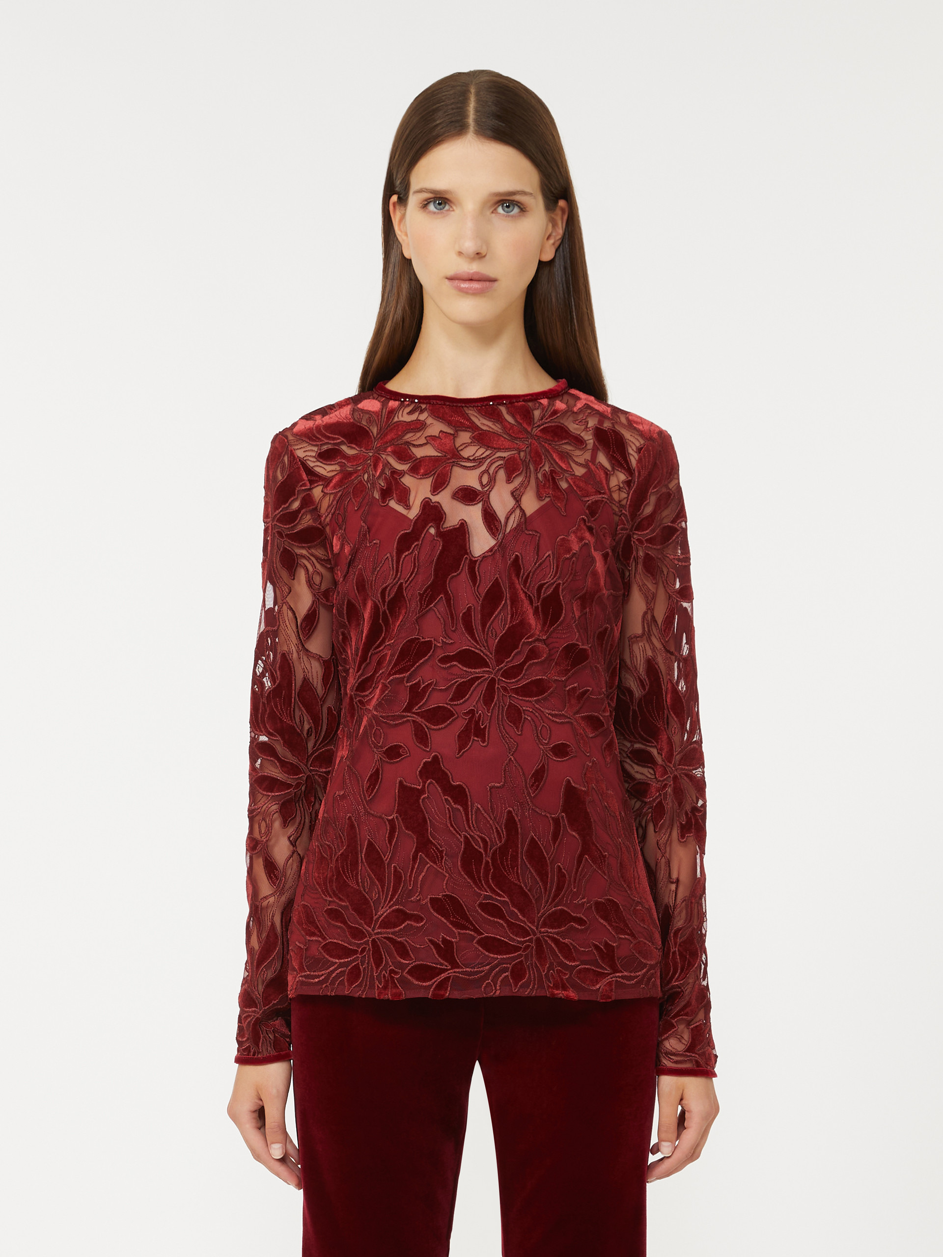 PLINIO Tulle T-shirt with velvet embroidery - 3