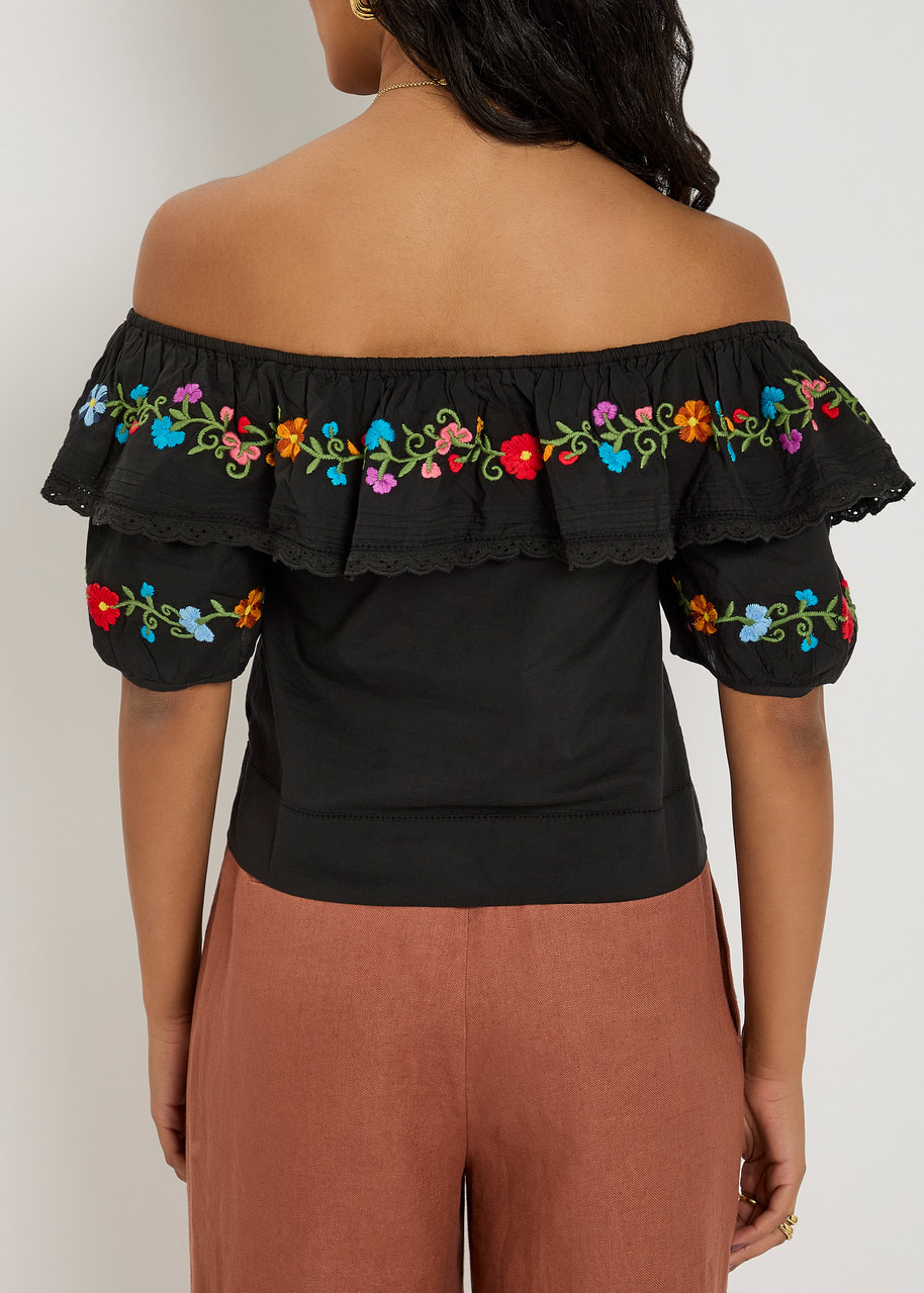 Rixo Lisette Floral-embroidered Cotton top - 3