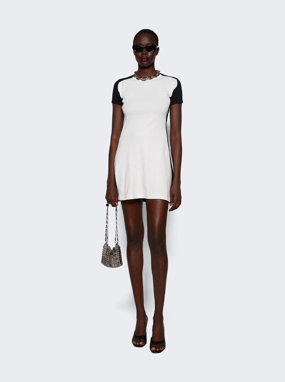 Contrast Frame Mini Dress Heritage White And Black - 2