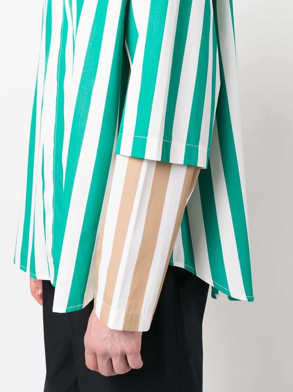 layered striped cotton shirt - 5