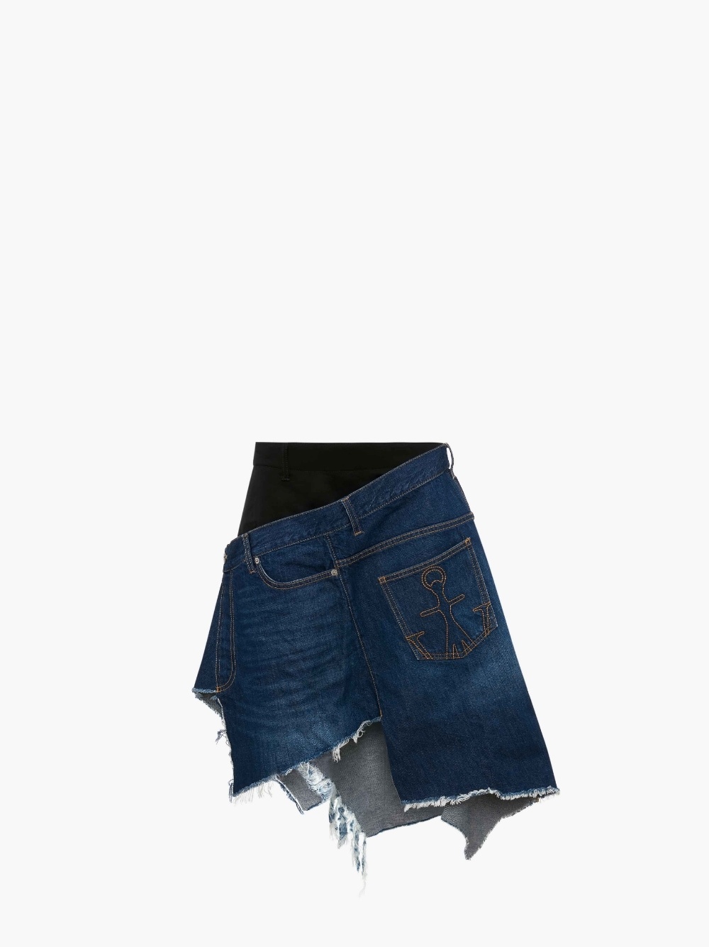 DISTRESSED DENIM HYBRID SKIRT - 1