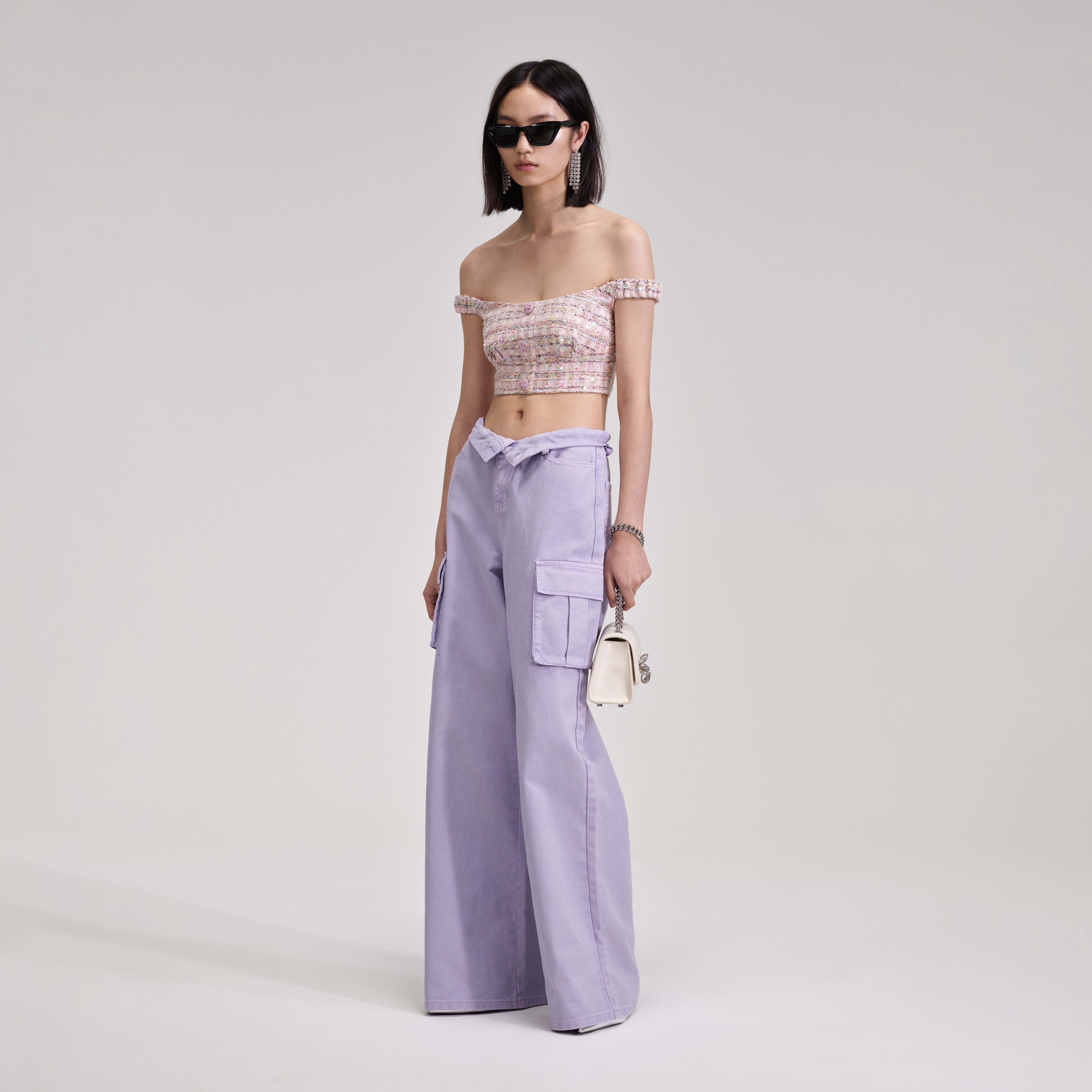 Lilac Denim Cargo Jeans - 2