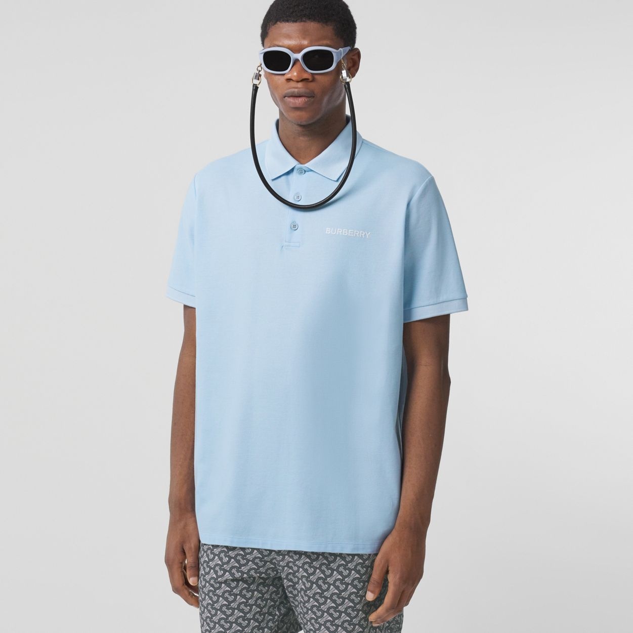 Monogram Motif Cotton Piqué Oversized Polo Shirt - 6