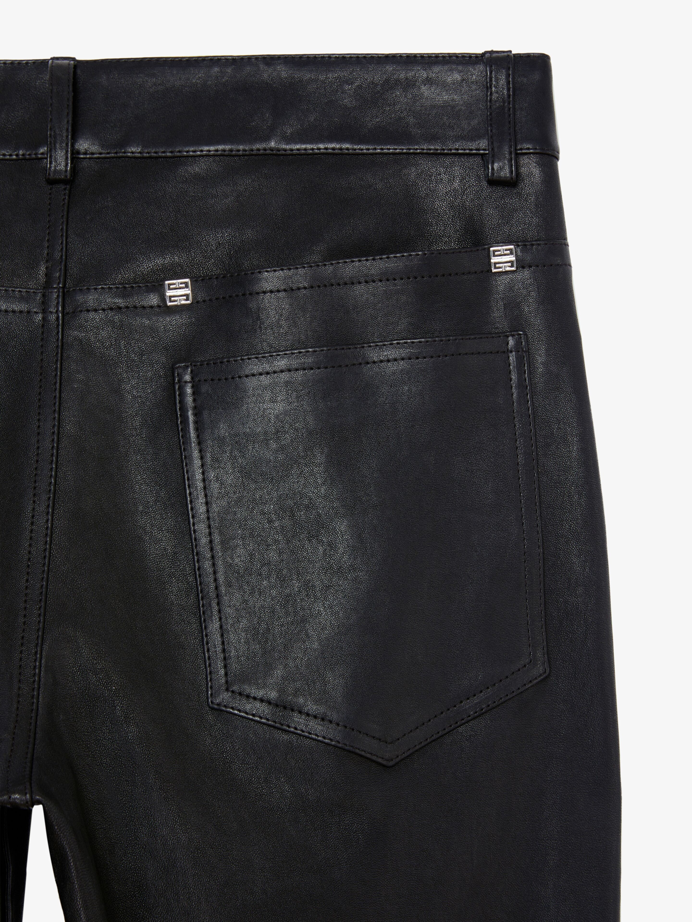 SLIM FIT PANTS IN LEATHER WITH CONTRASTING POCKET - 6