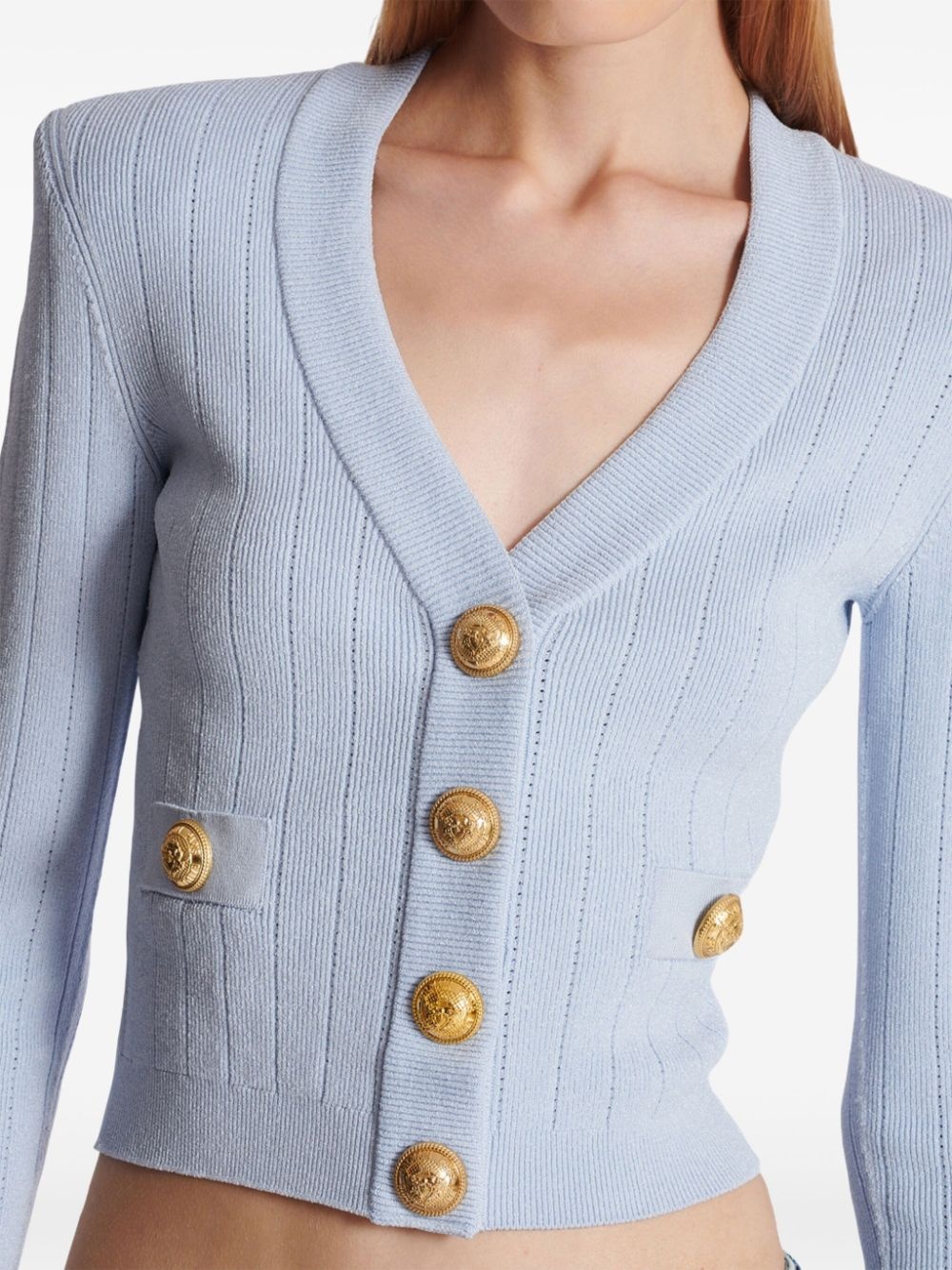 engraved-button cardigan - 7