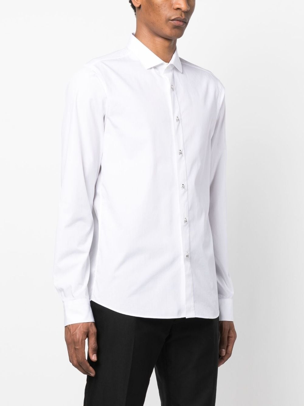 skull-appliqué cotton shirt - 3