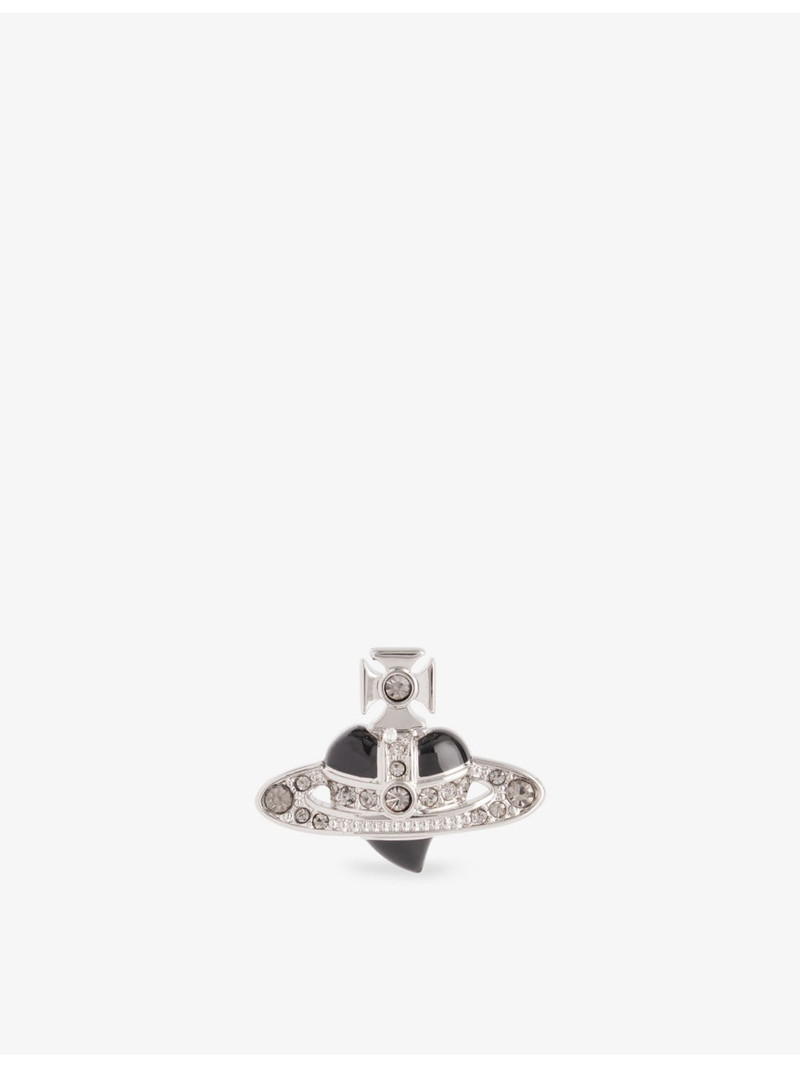 Diamante Heart Orb-embellished platinum-plated brass earring 1