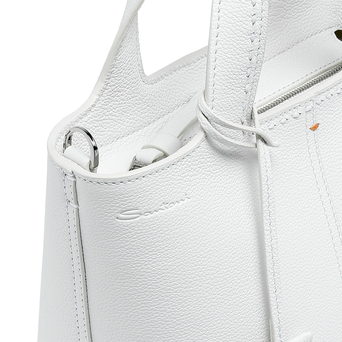 White tumbled leather handbag - 5