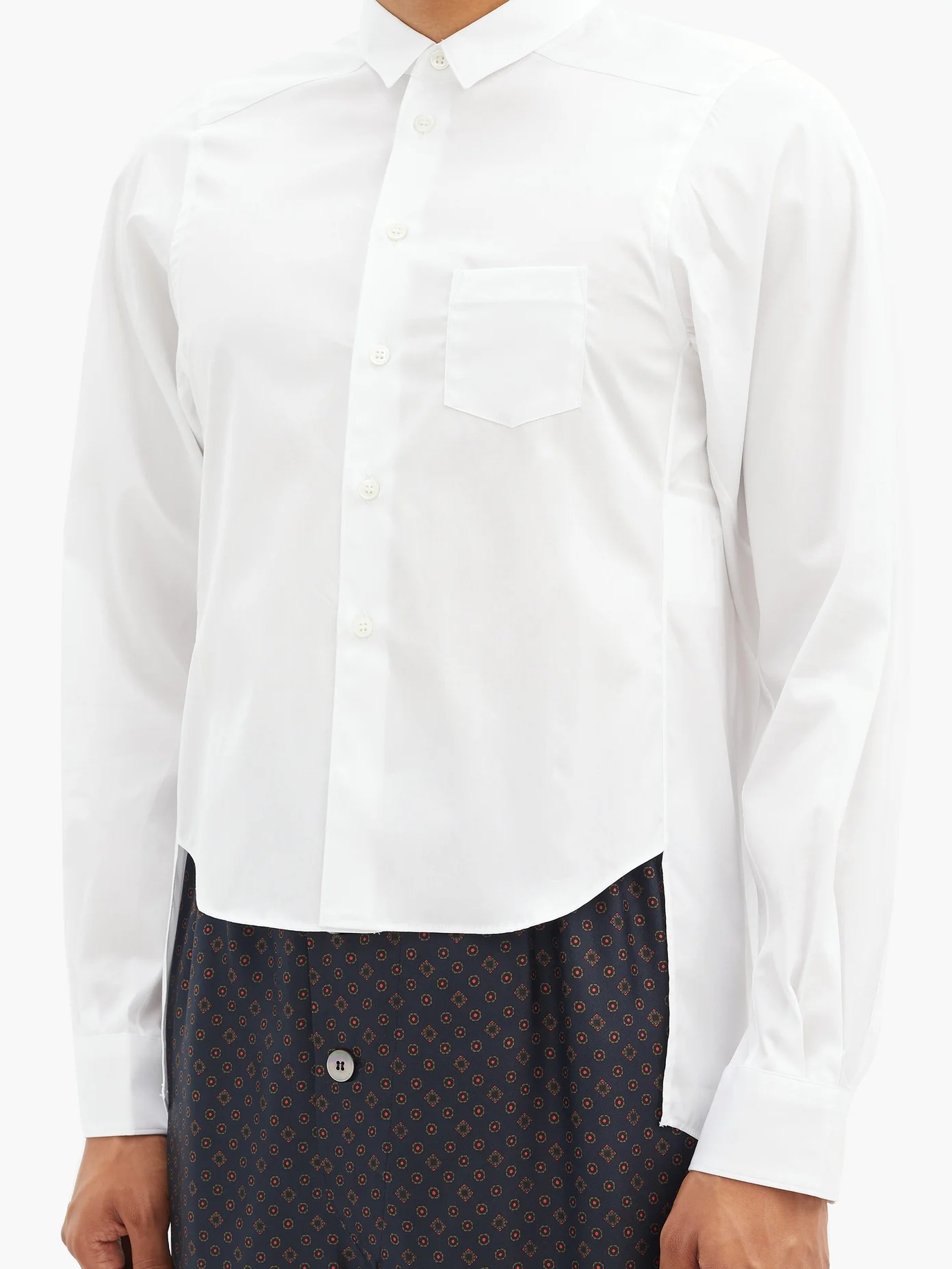 Front cropped-hem cotton-poplin shirt - 3