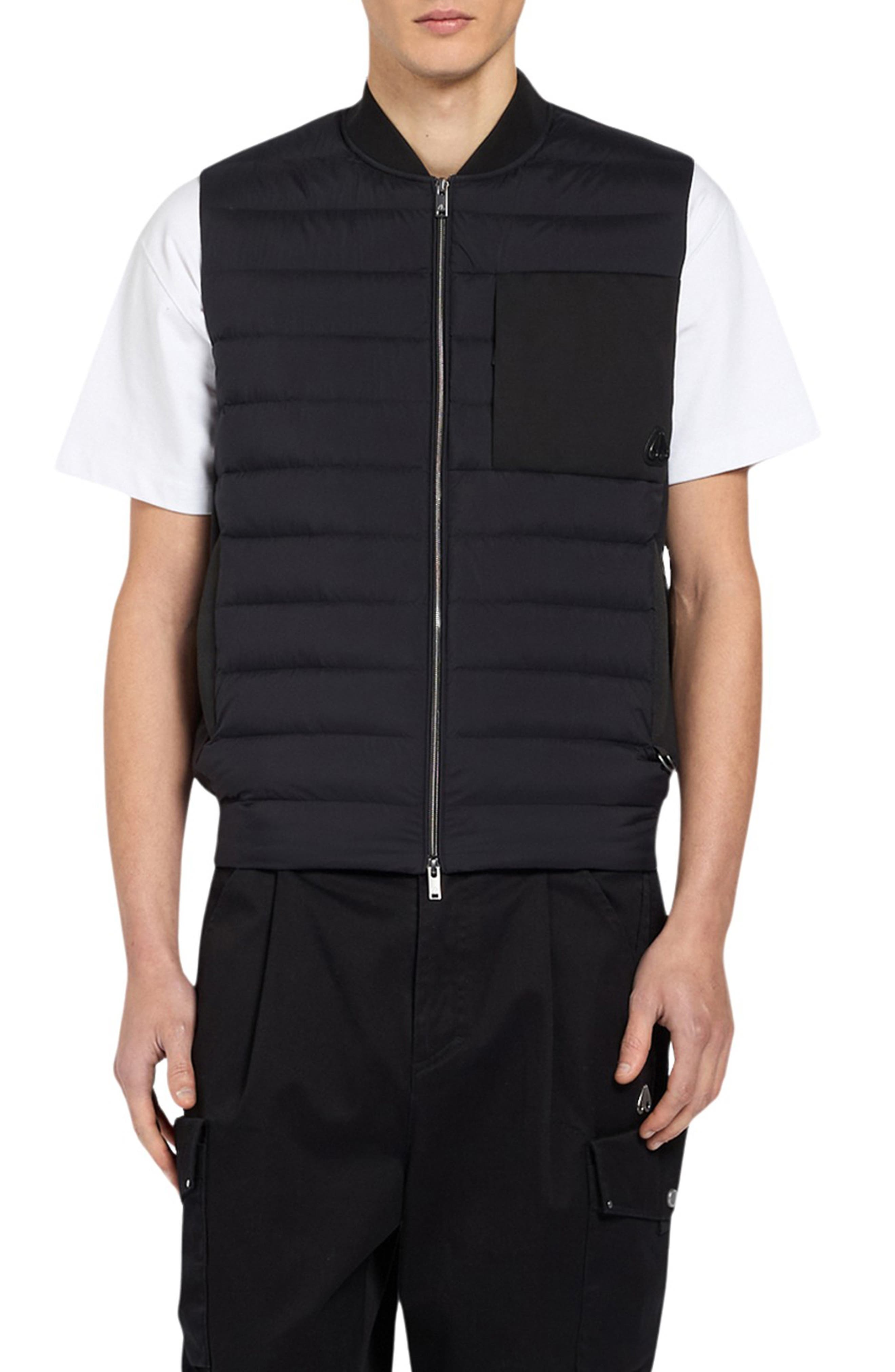 Moose Knuckles Anderson Air Down Hybrid Quilted Vest in Black/Black at Nordstrom - 1