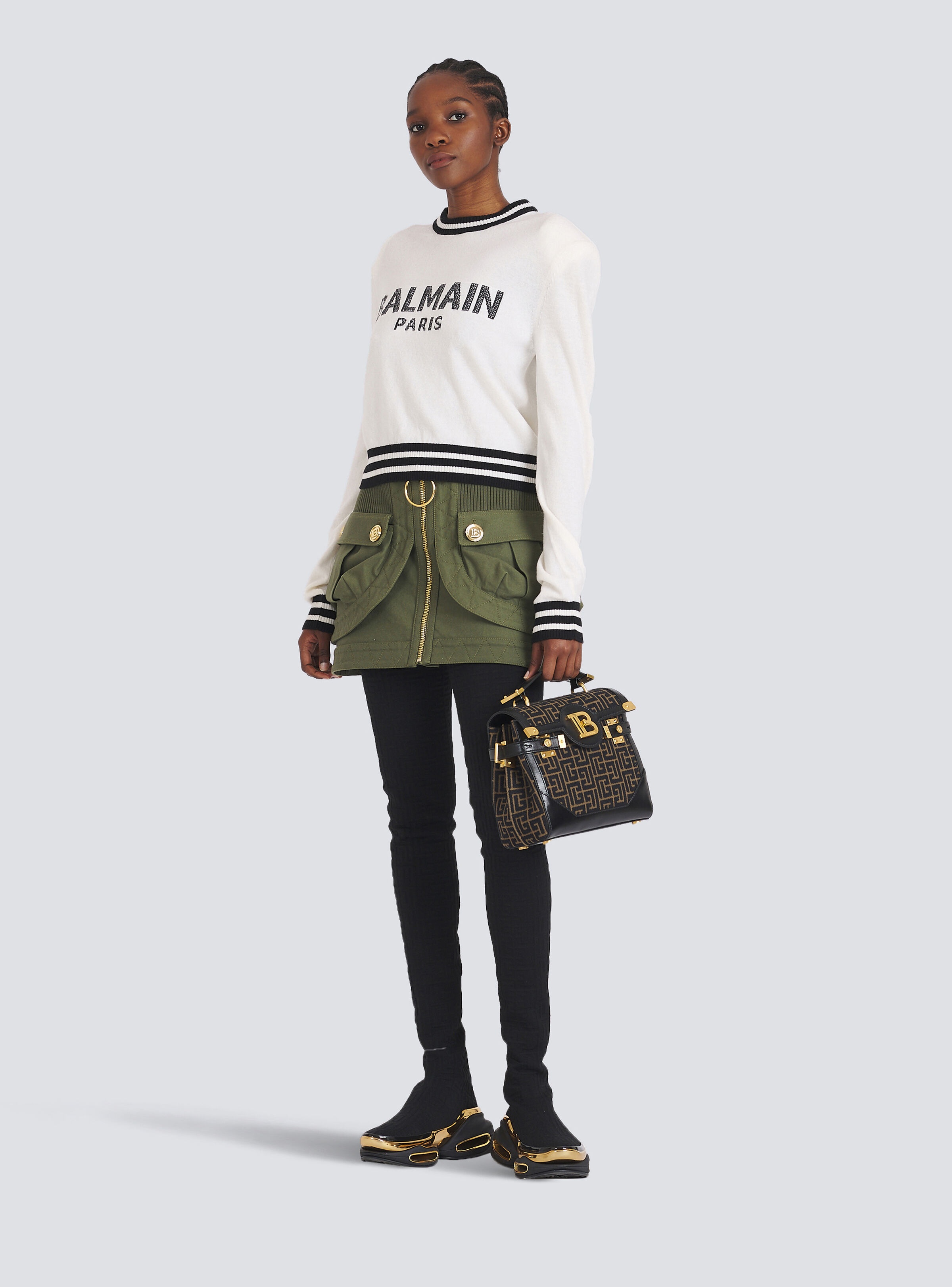 Cropped wool sweatshirt with Balmain logo - 2