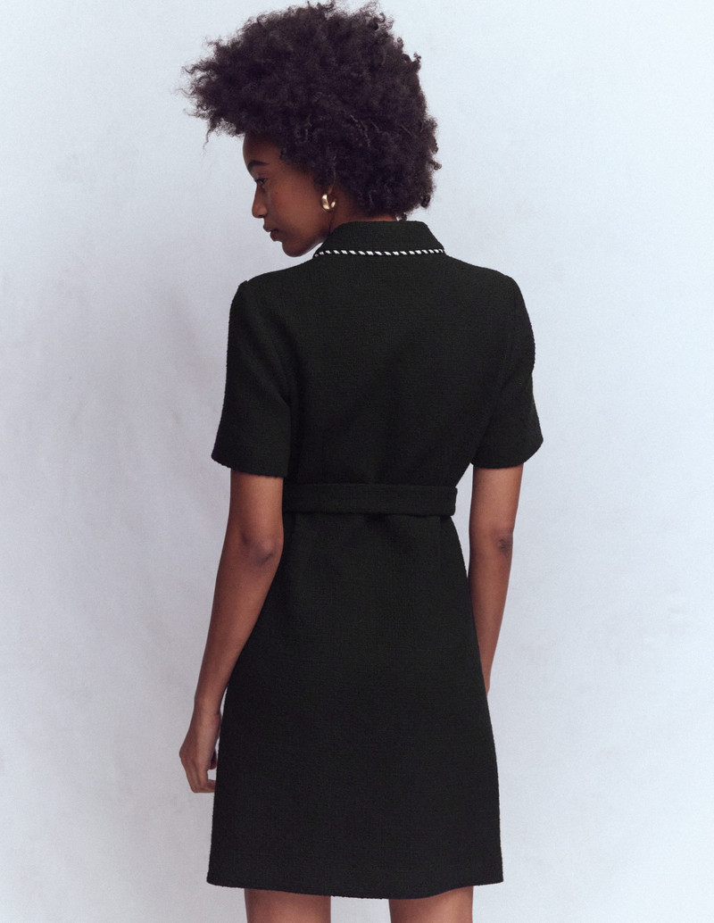 Loren Trim Short Dress-Black 4