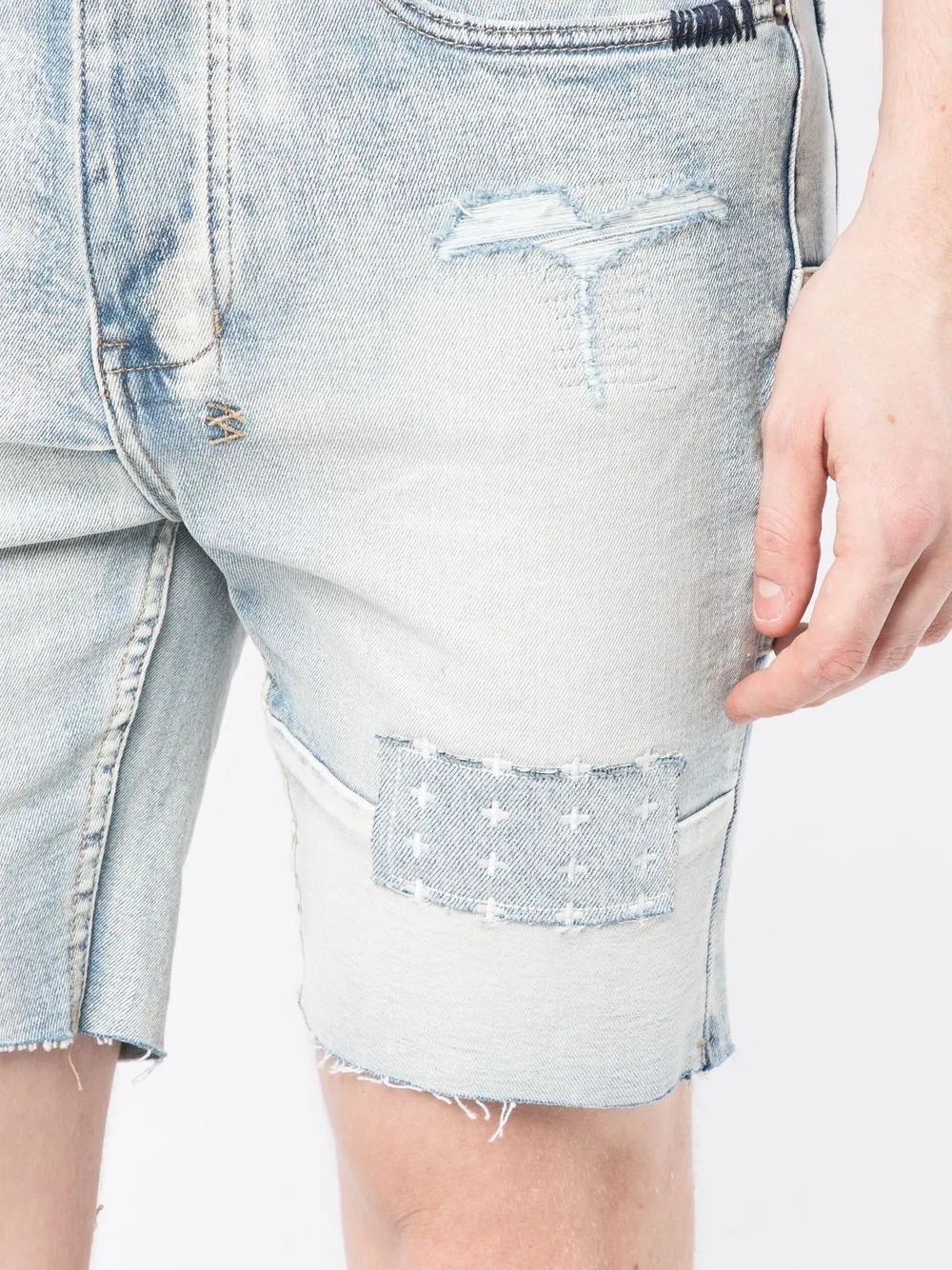 bleached distressed-denim shorts - 5