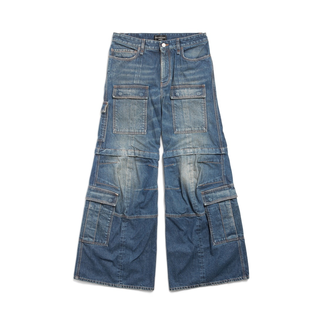 Women's Flared Cargo Pants in Dark Blue - 1