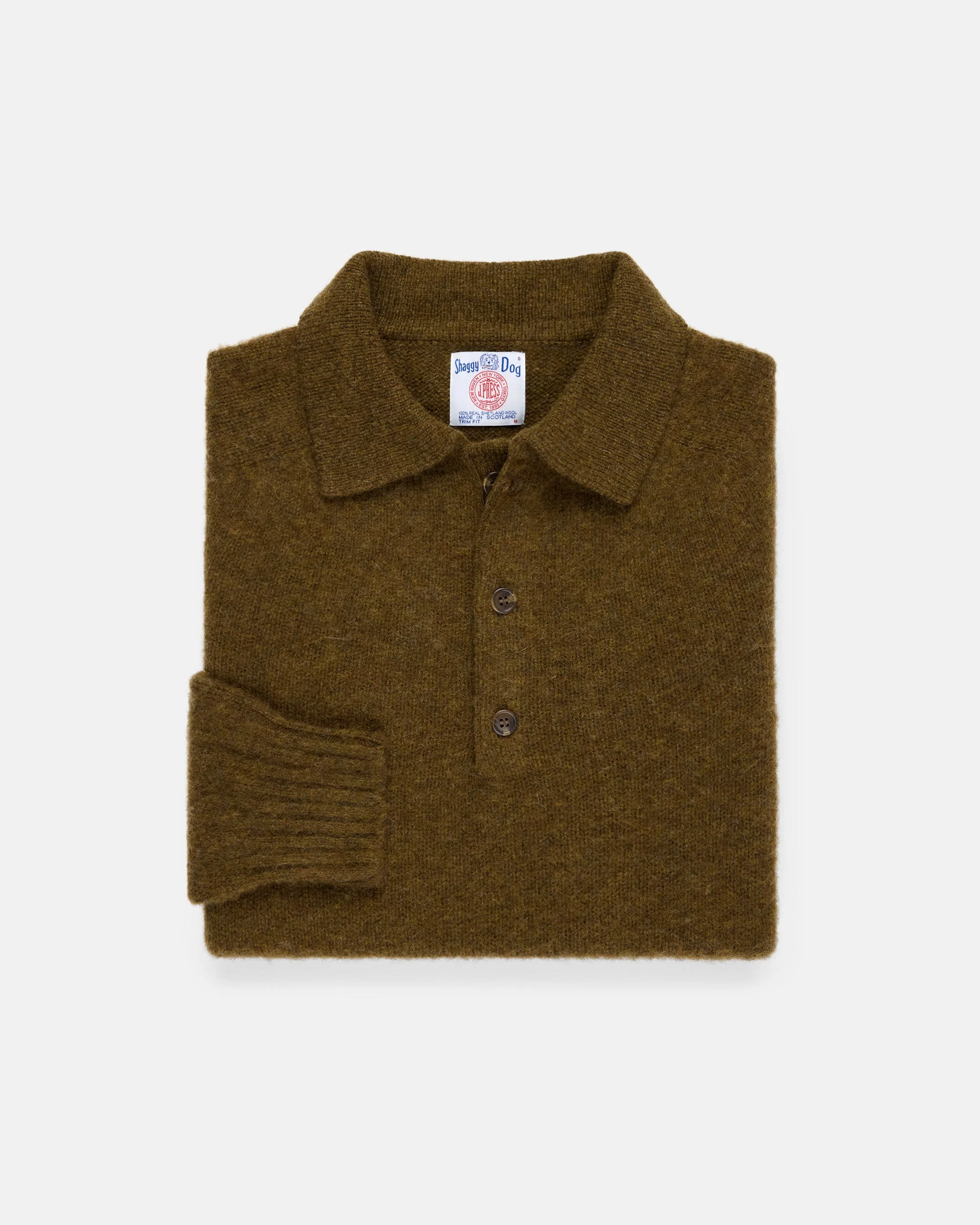 MADE-IN-SCOTLAND LIGHT OLIVE SHAGGY DOG POLO - CLASSIC FIT - 1