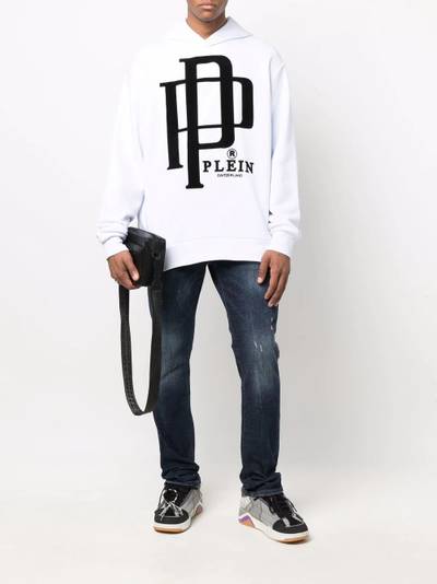 PHILIPP PLEIN distressed logo-print jeans outlook