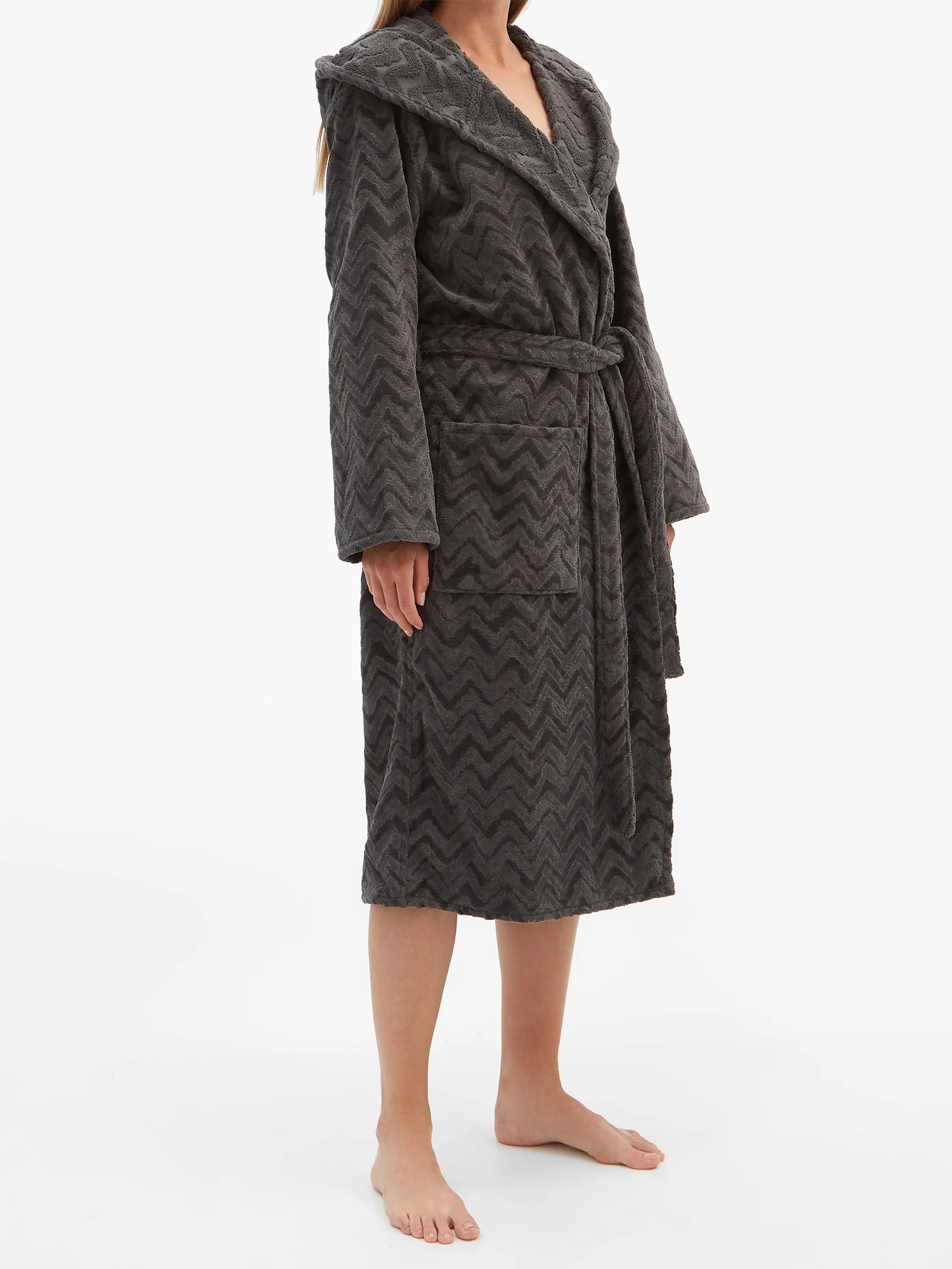 Rex zigzag hooded cotton-terry bathrobe - 2