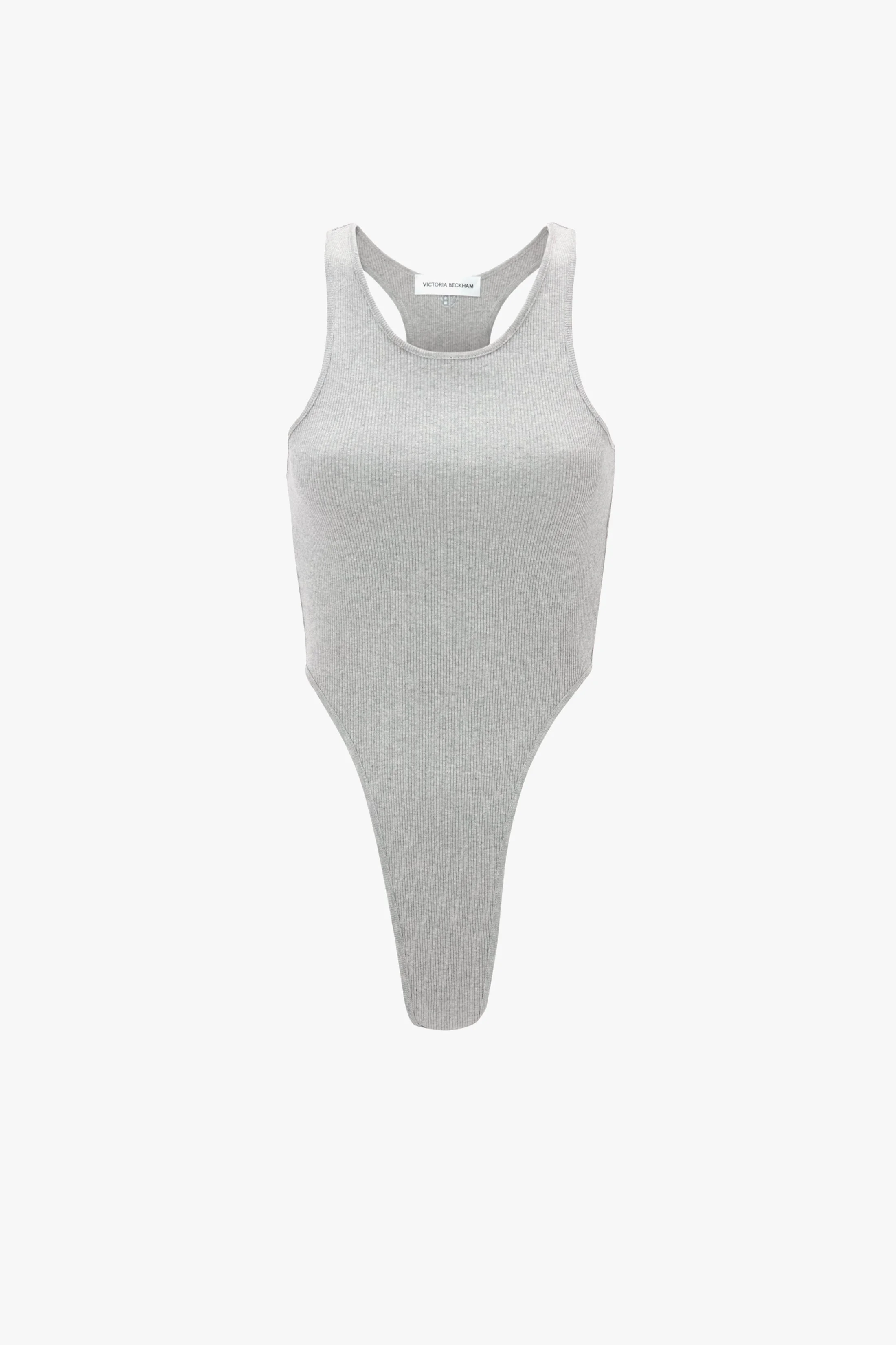 High Leg Bodysuit In Grey Marl - 1