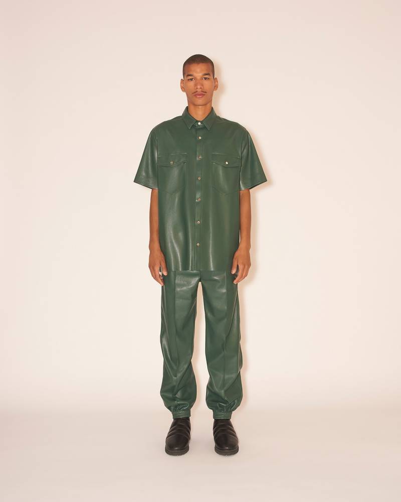 Nanushka ADAM - OKOBOR™ alt-leather shirt - Pine green outlook