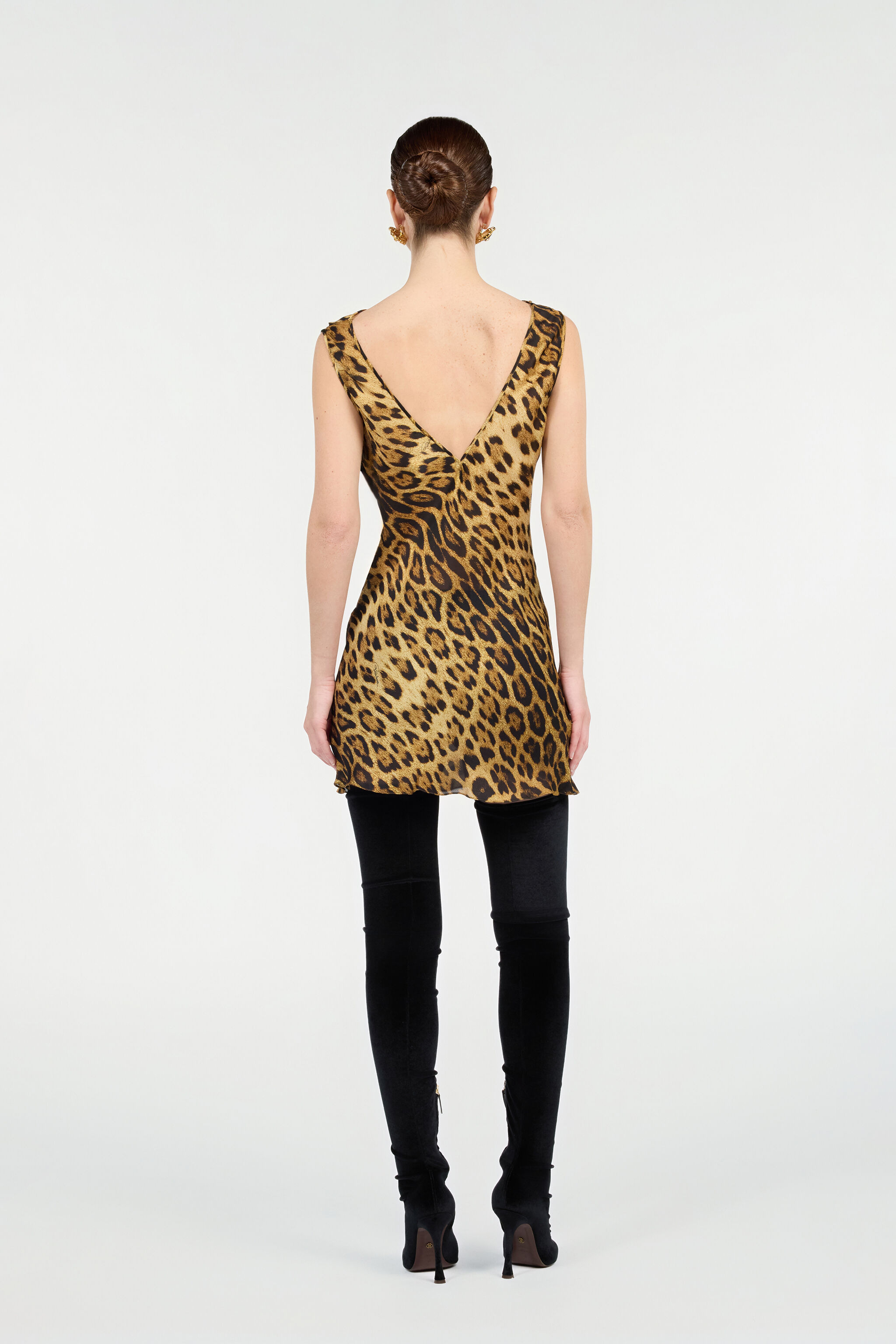 Silk Mini Dress With Jaguar Skin Print - 4