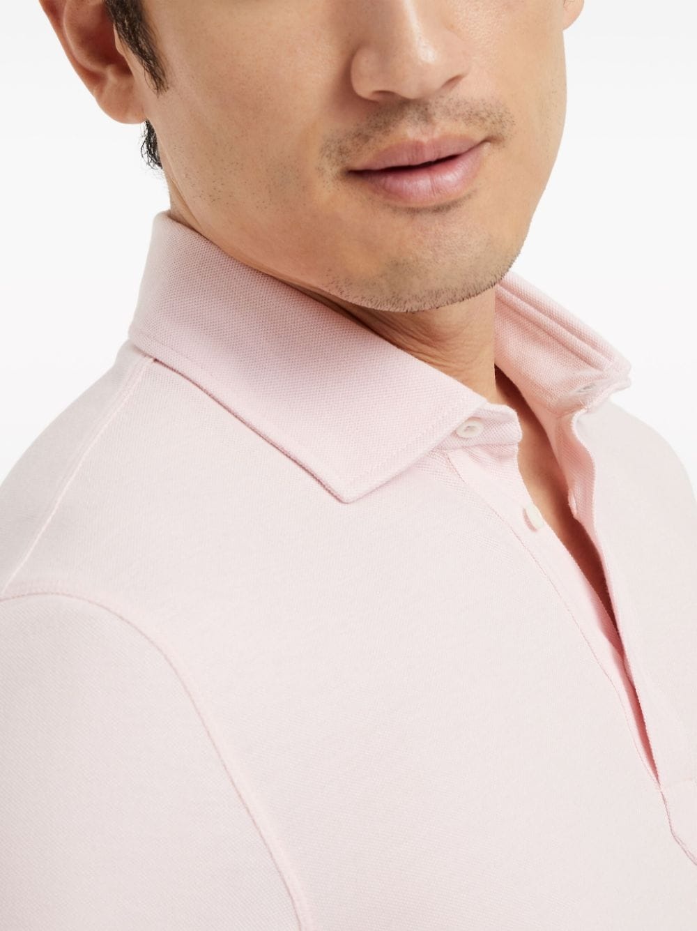 button-fastening cotton polo shirt - 5
