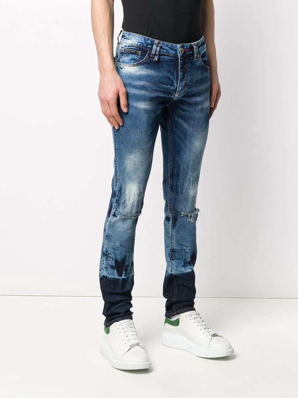 gradient effect distressed jeans - 3