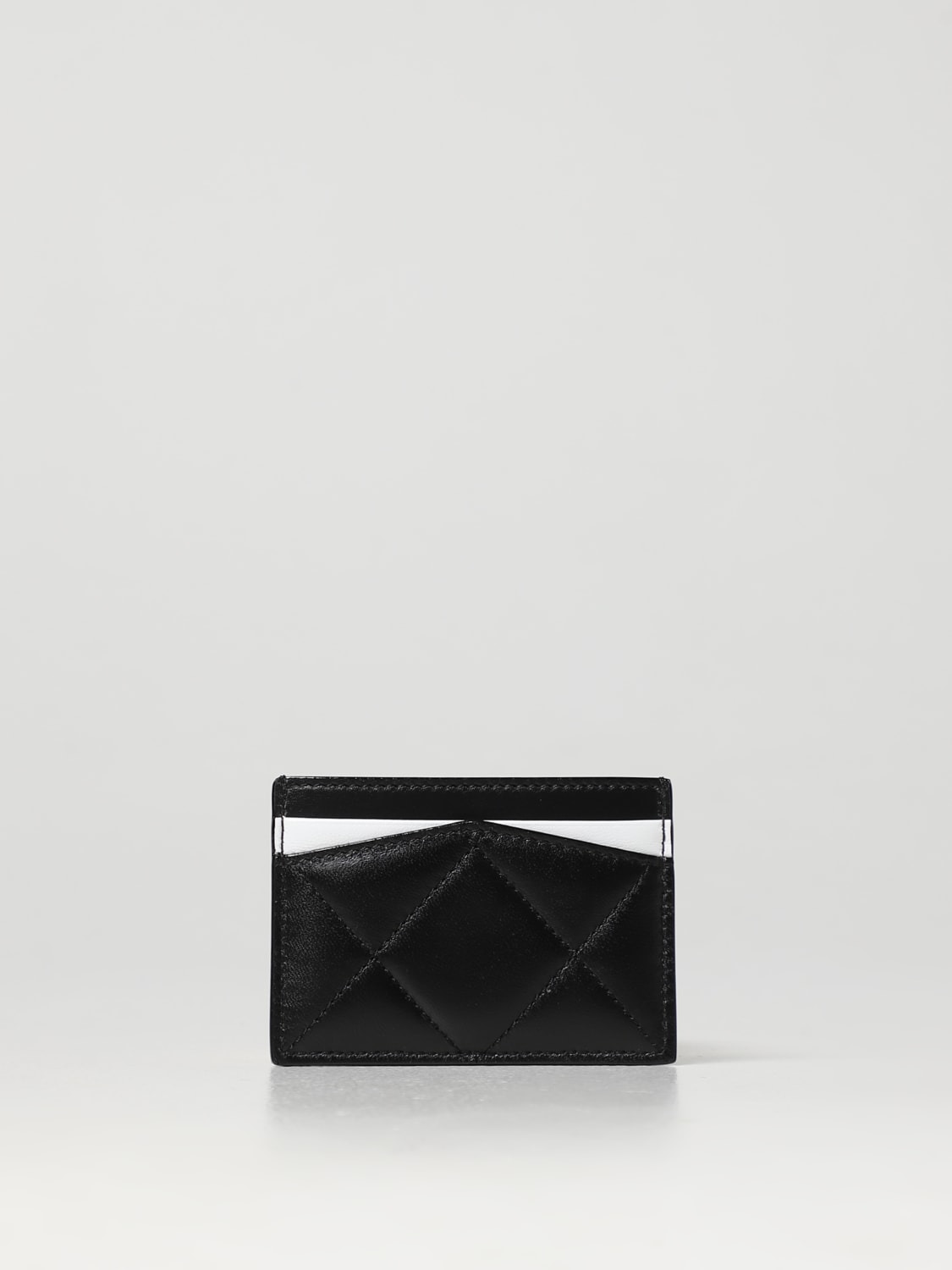 Skull McQueen card holder in quilted leather - 2