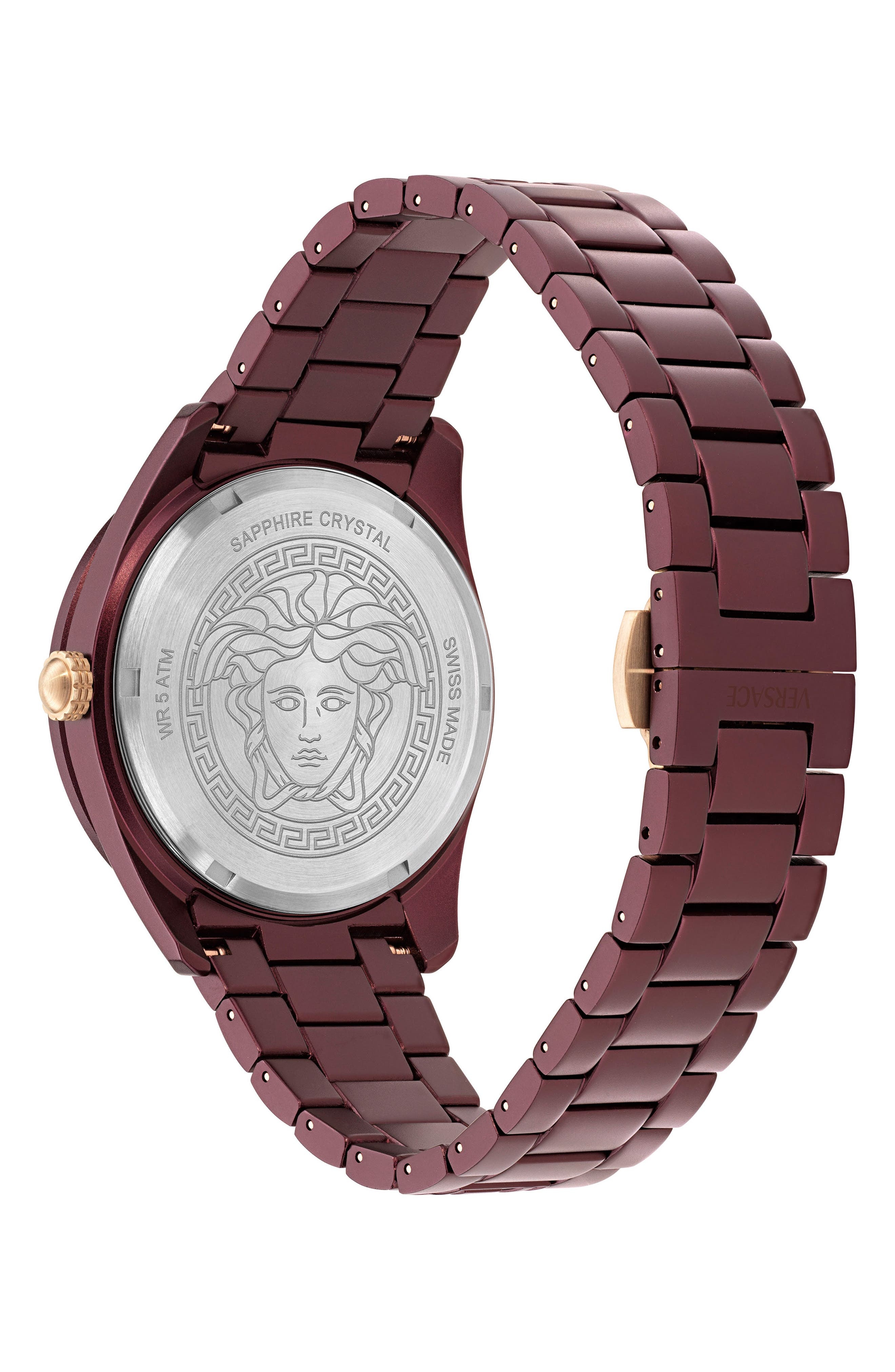 Versace V-Dome Bracelet Watch, 42mm in Burgundy at Nordstrom - 3