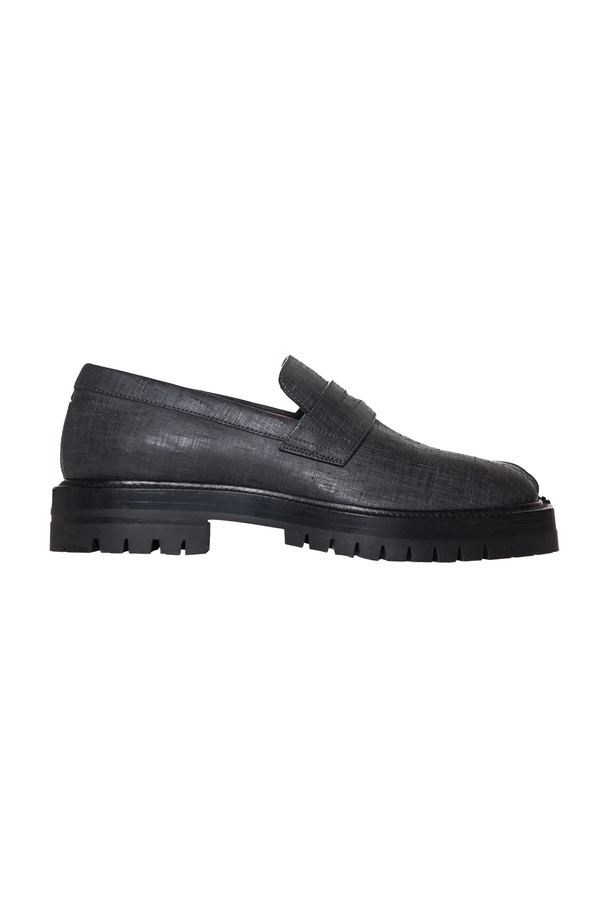Maison Margiela Scratched Waxy Leather Tabi County Loafer Black - 1