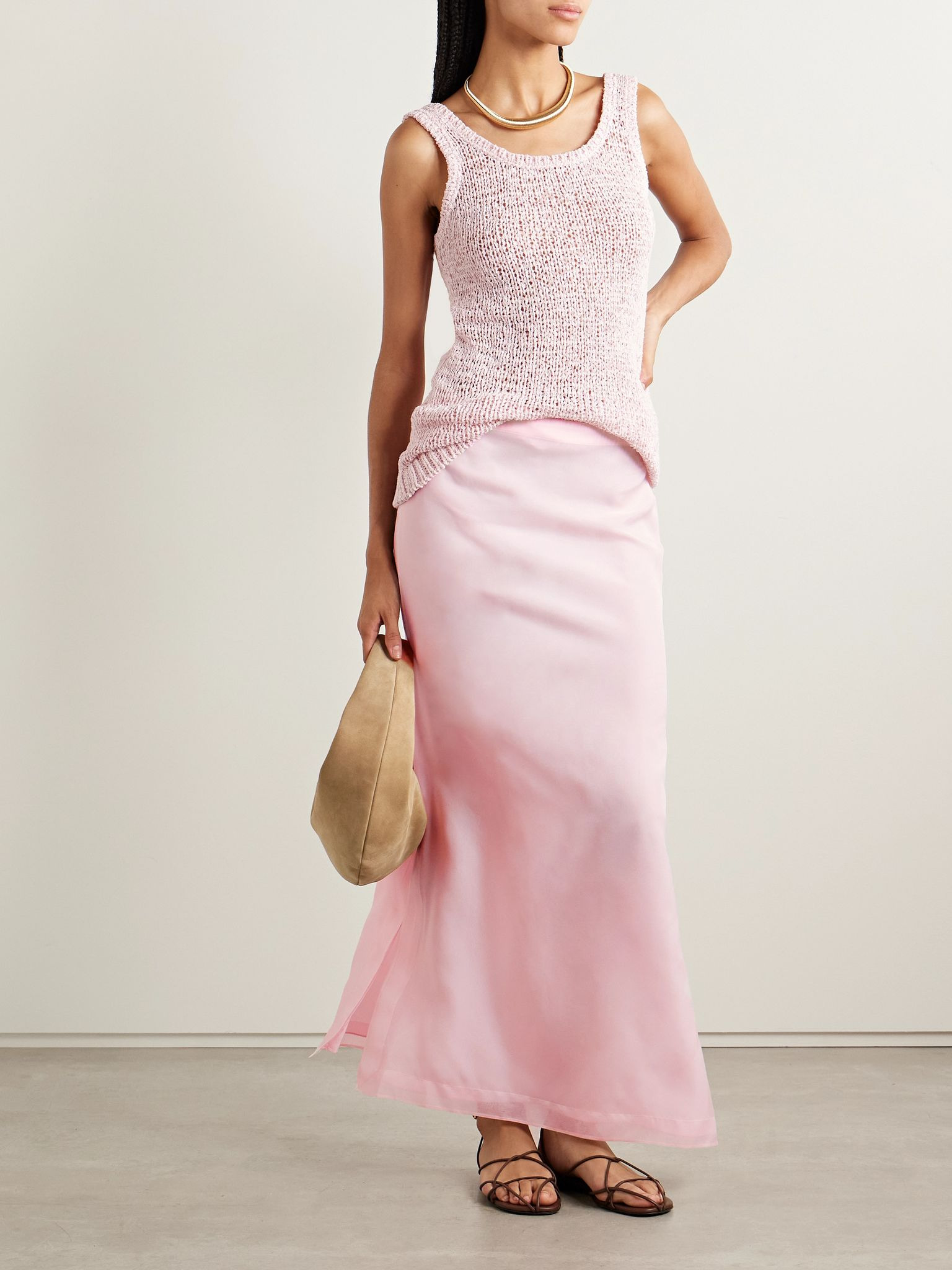 Linnie silk-organza maxi skirt Baby pink - 2