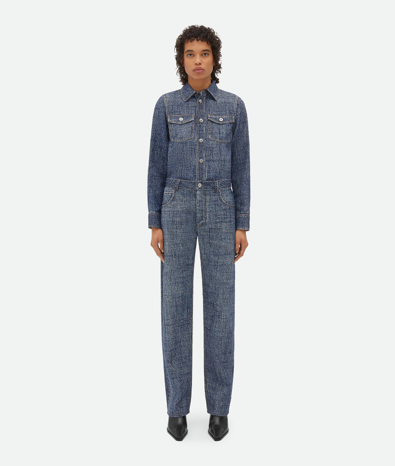 Textured Denim Viscose Trousers - 1