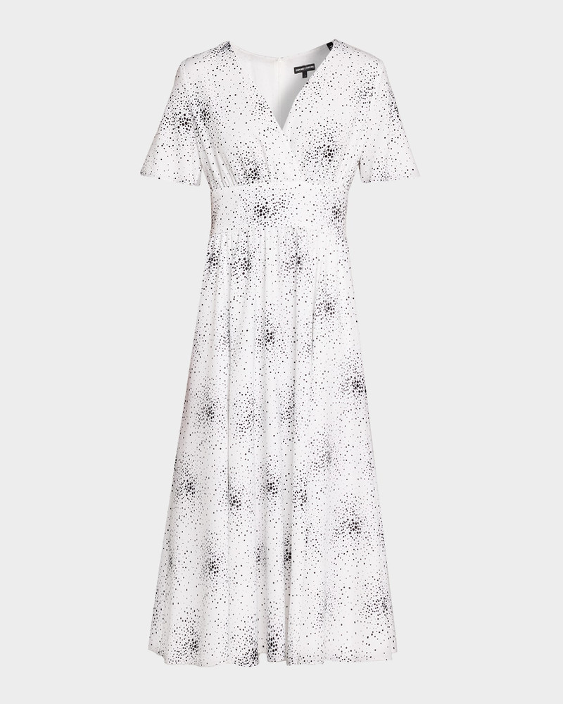 Dotted Flutter-Sleeve Midi Dress 1