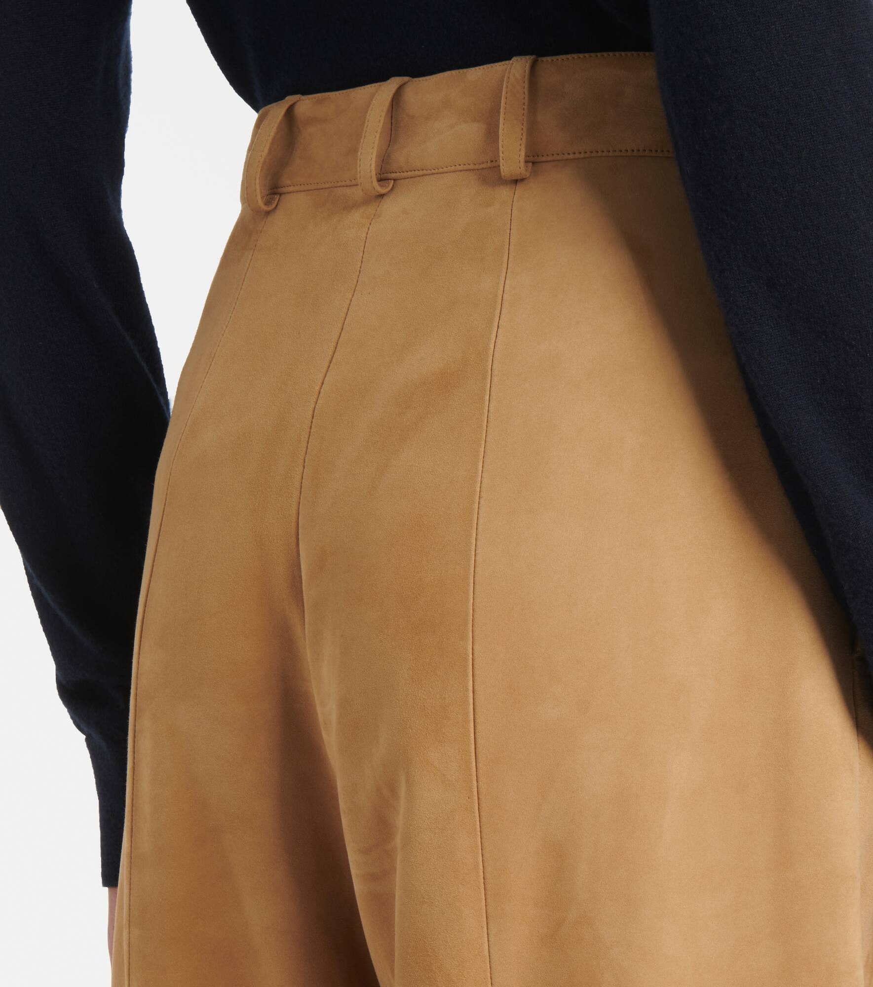 High-rise suede tapered pants - 6