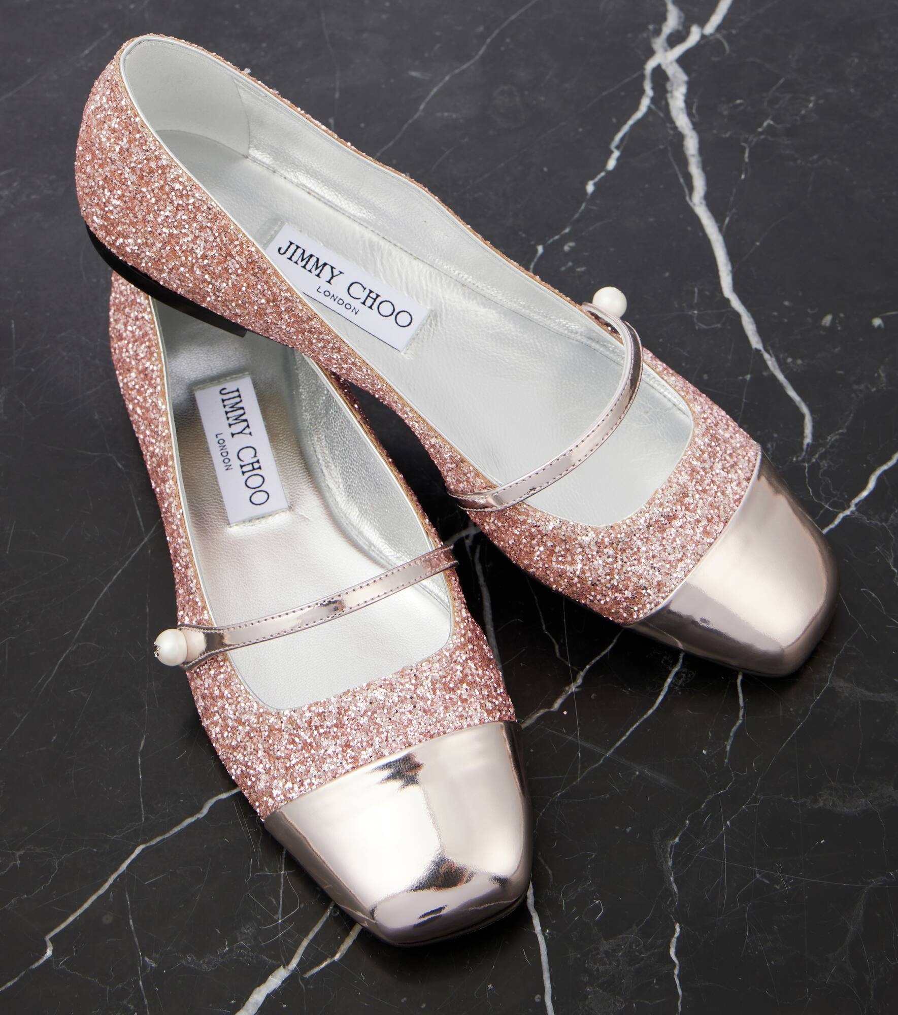 Elisa leather-trimmed glitter ballet flats - 6