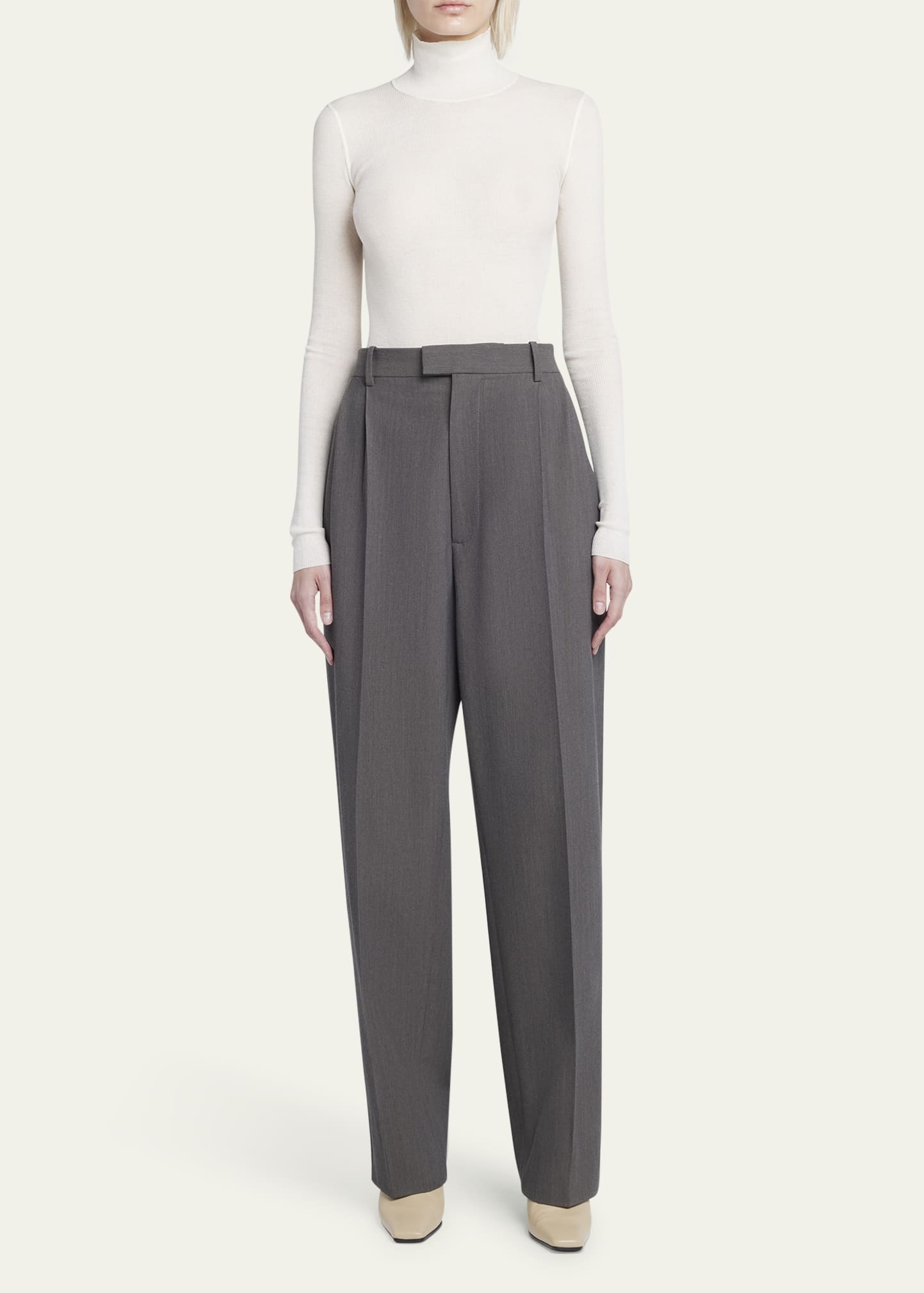 Tapered Wool Stretch Tricotine Trousers - 2