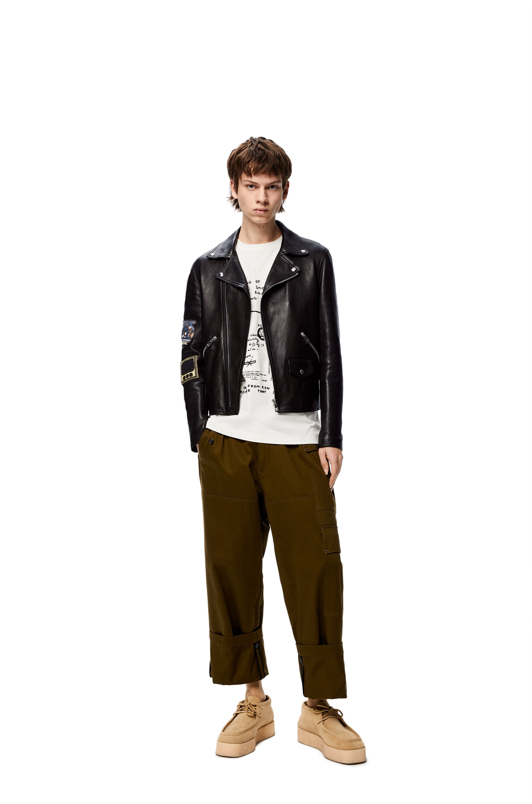 Biker jacket with patches in nappa - 2