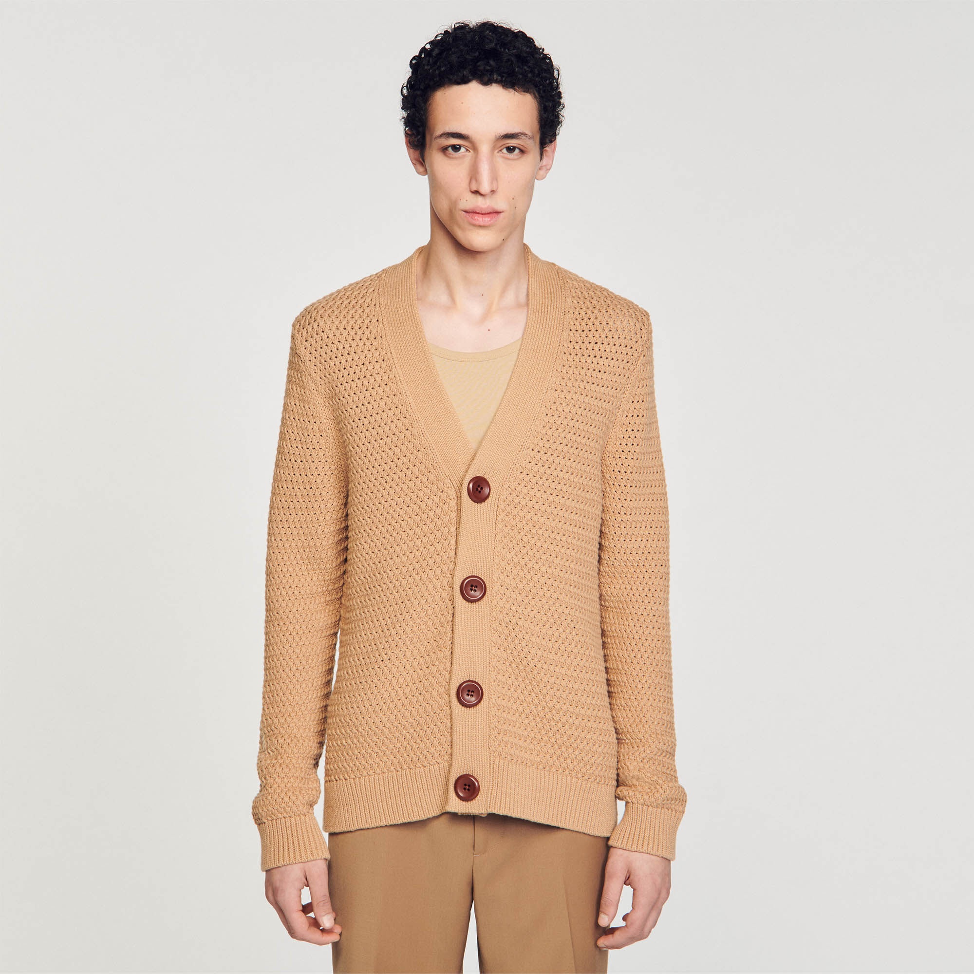 OPENWORK KNIT CARDIGAN - 5