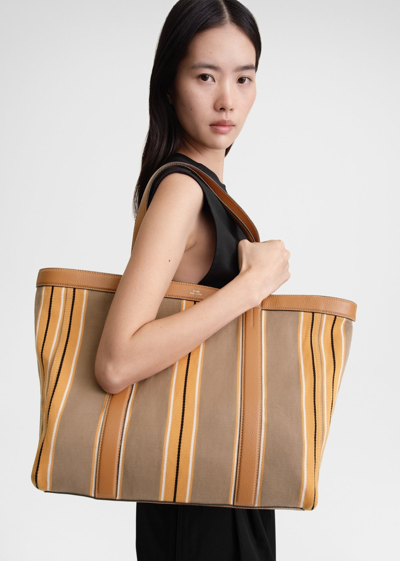 Striped canvas tote caramel/cornsilk 3
