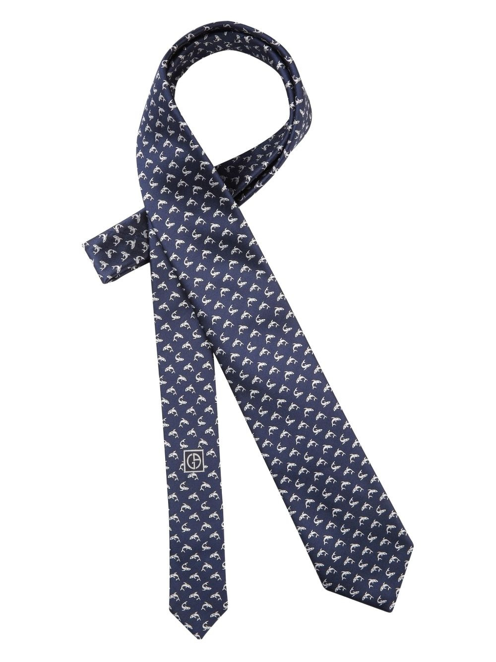 fish-print silk tie - 2