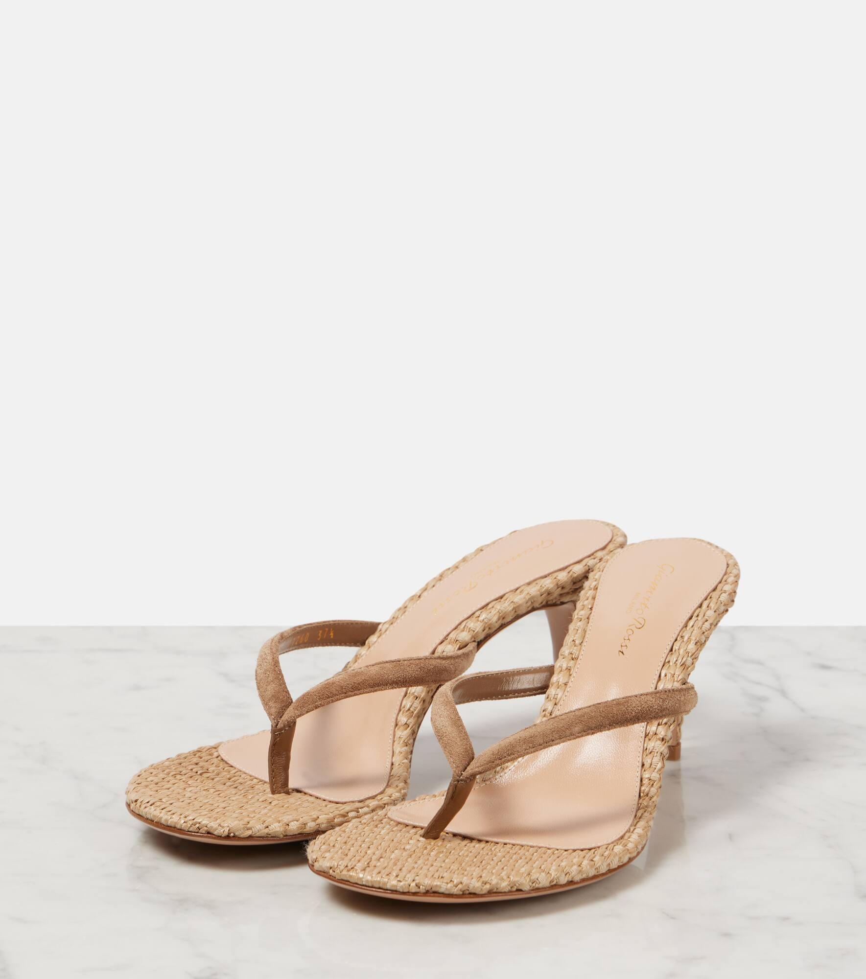 70 raffia and suede mules - 4