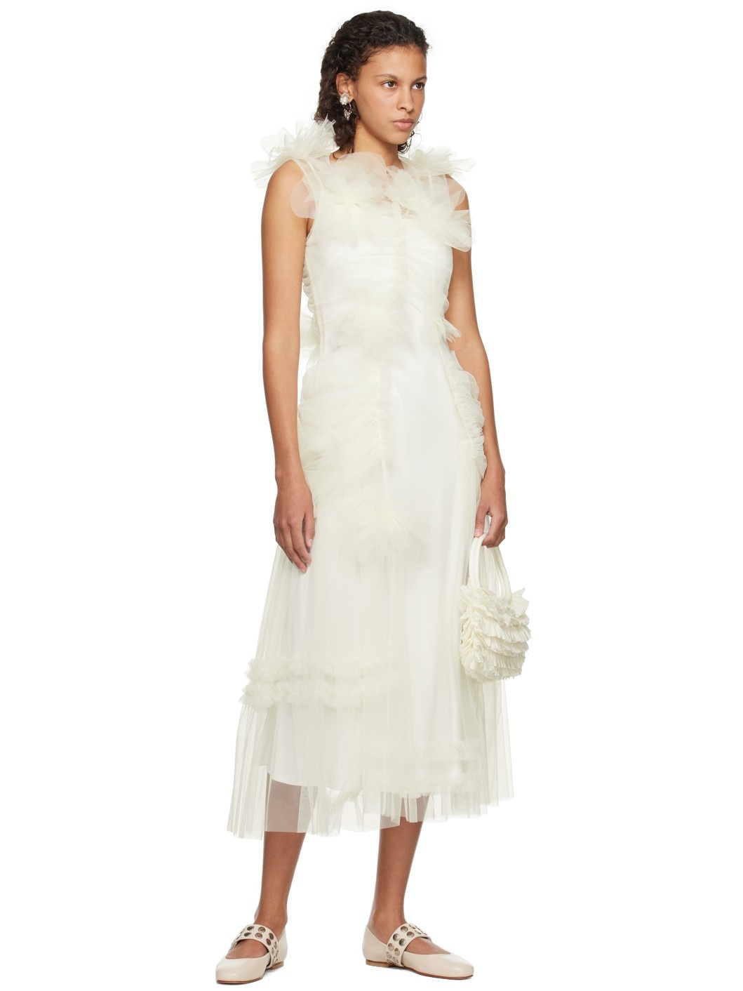 SSENSE Exclusive Off-White Frilled Bag - 4