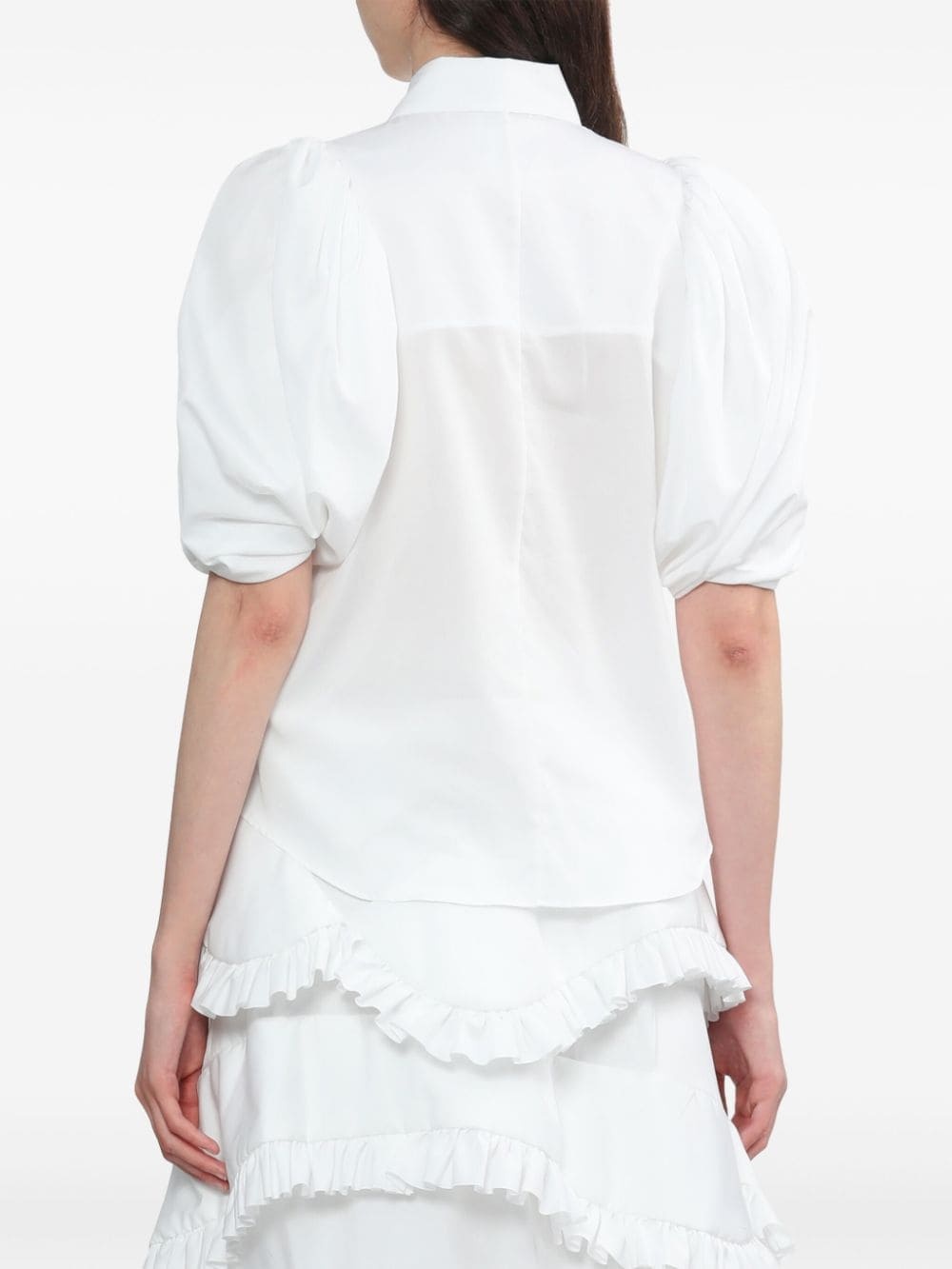 off-centre-fastening cotton shirt - 4