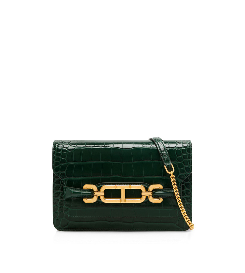 STAMPED CROCODILE LEATHER WHITNEY SMALL SHOULDER BAG 1