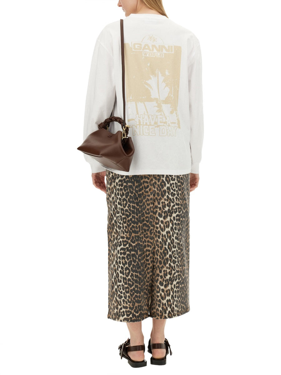 Ganni Women T-Shirt With Logo - 2