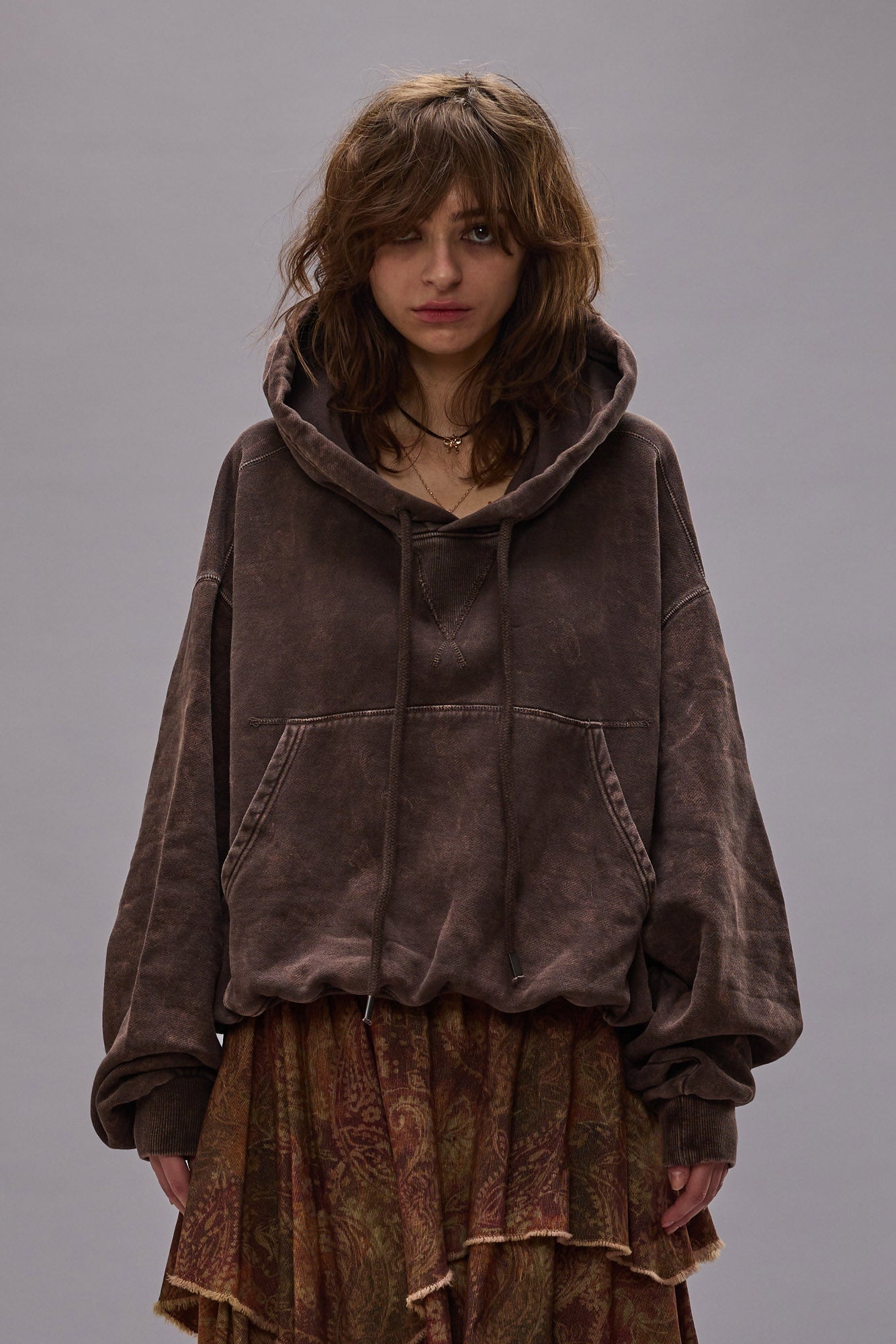 BALLOON POPOVER HOODIE - BROWN - R13 - 5